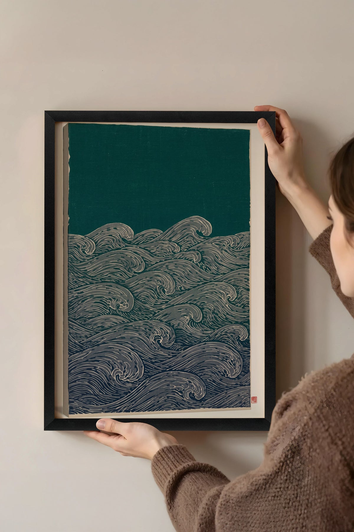 Fırtınalı Deniz Dalgaları Poster – Siyah Çerçeveli Tablo