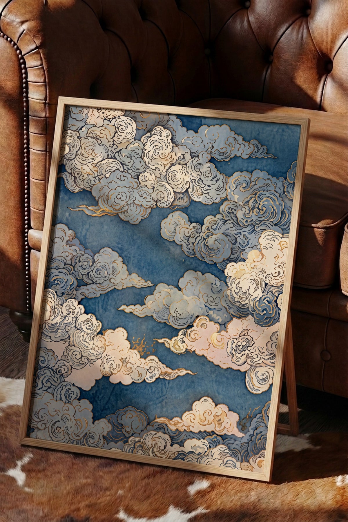 Doğu Bulutları Deseni Poster – Ahşap Çerçeveli Tablo