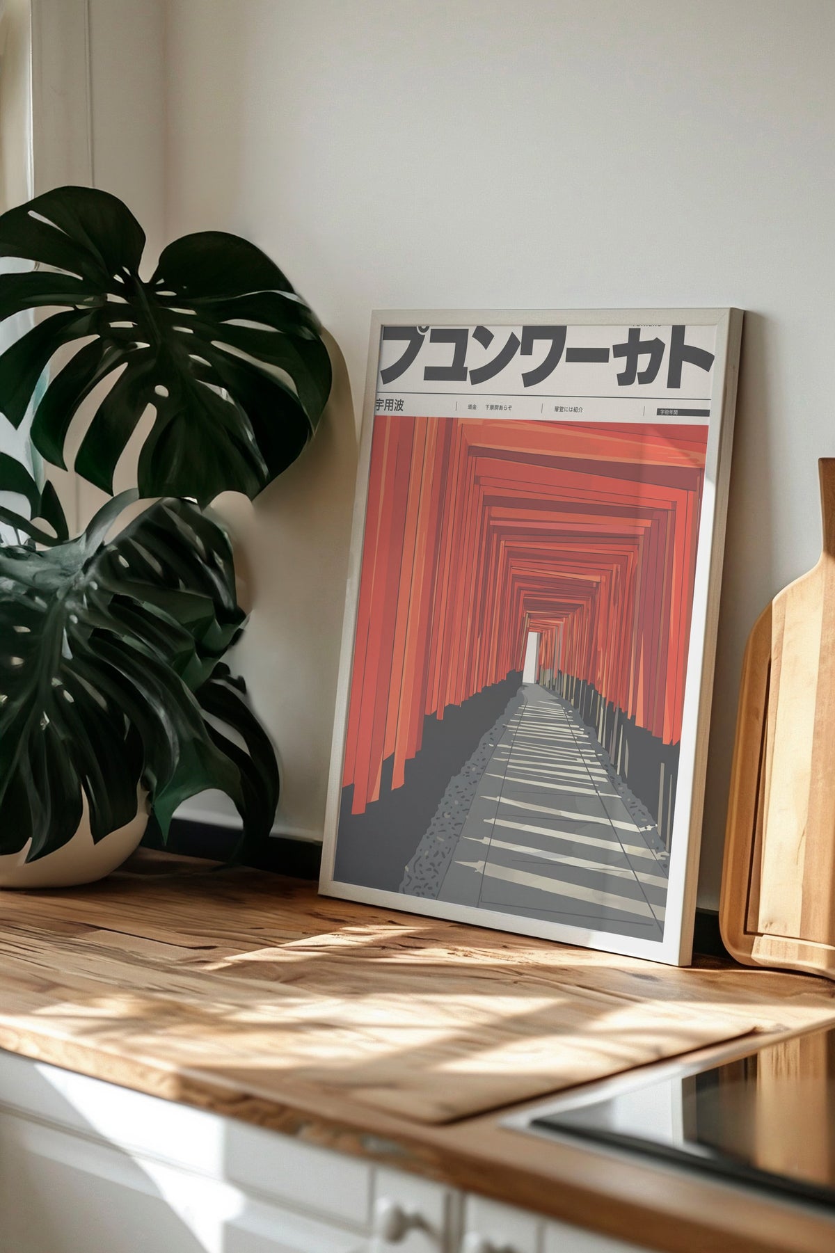 Kızıl Torii Kapıları Koridoru Poster – Beyaz Çerçeveli Tablo