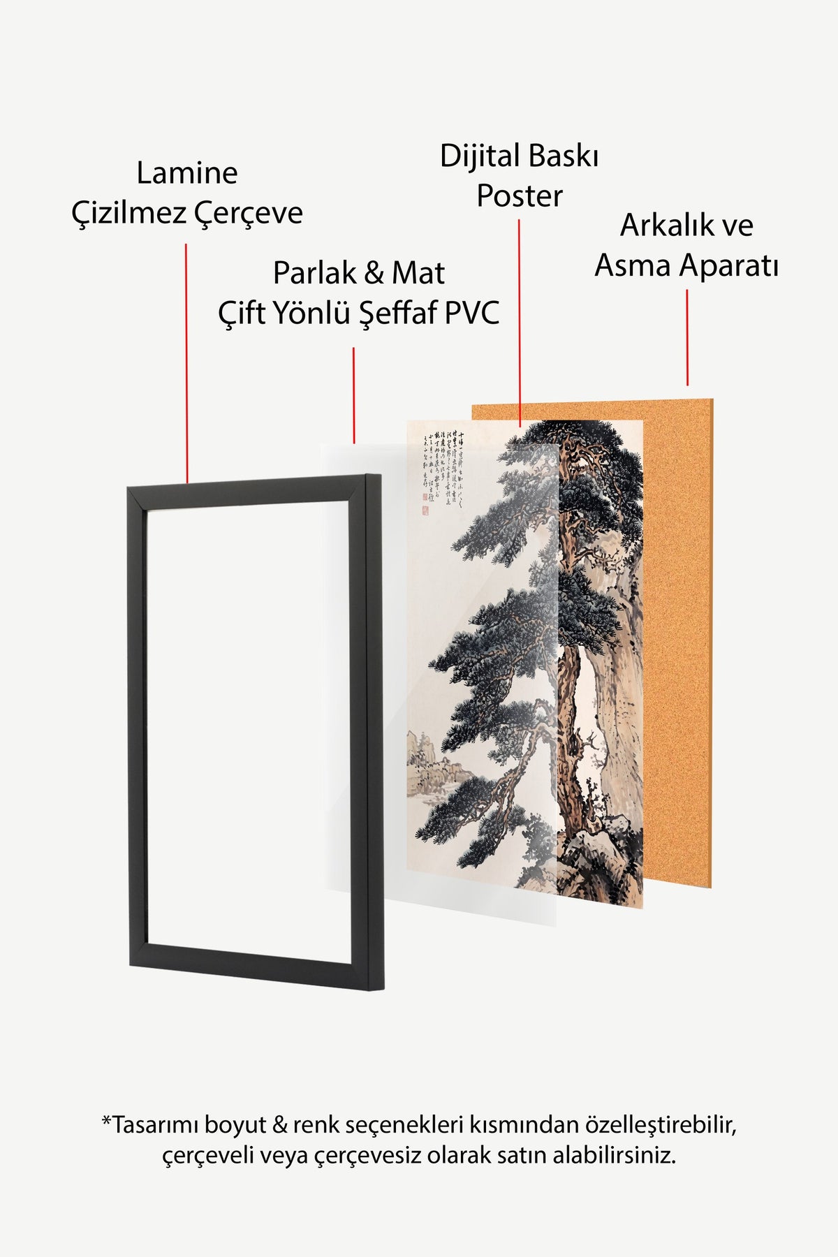 Kayalık Uçurumda Çam Ağacı Poster – Siyah Çerçeveli Tablo
