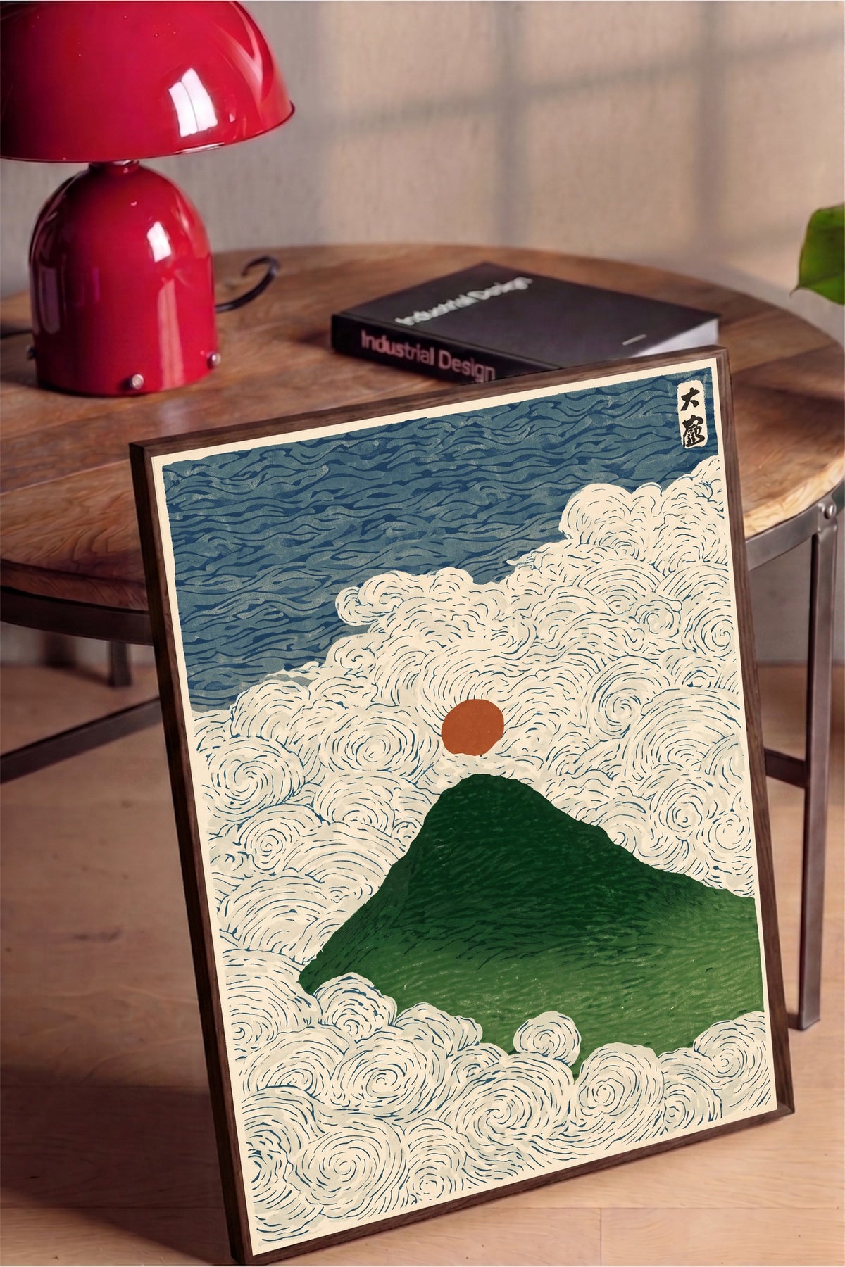 Bulutlar Üzerinde Fuji Dağı Poster – Kahverengi Çerçeveli Tablo