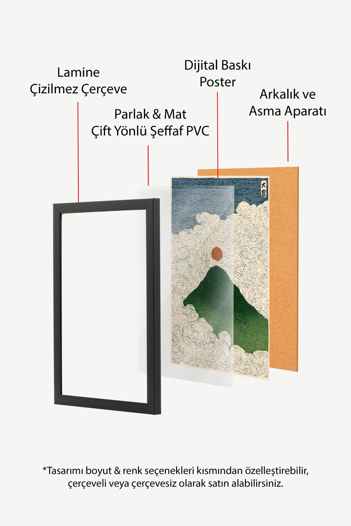 Bulutlar Üzerinde Fuji Dağı Poster – Siyah Çerçeveli Tablo