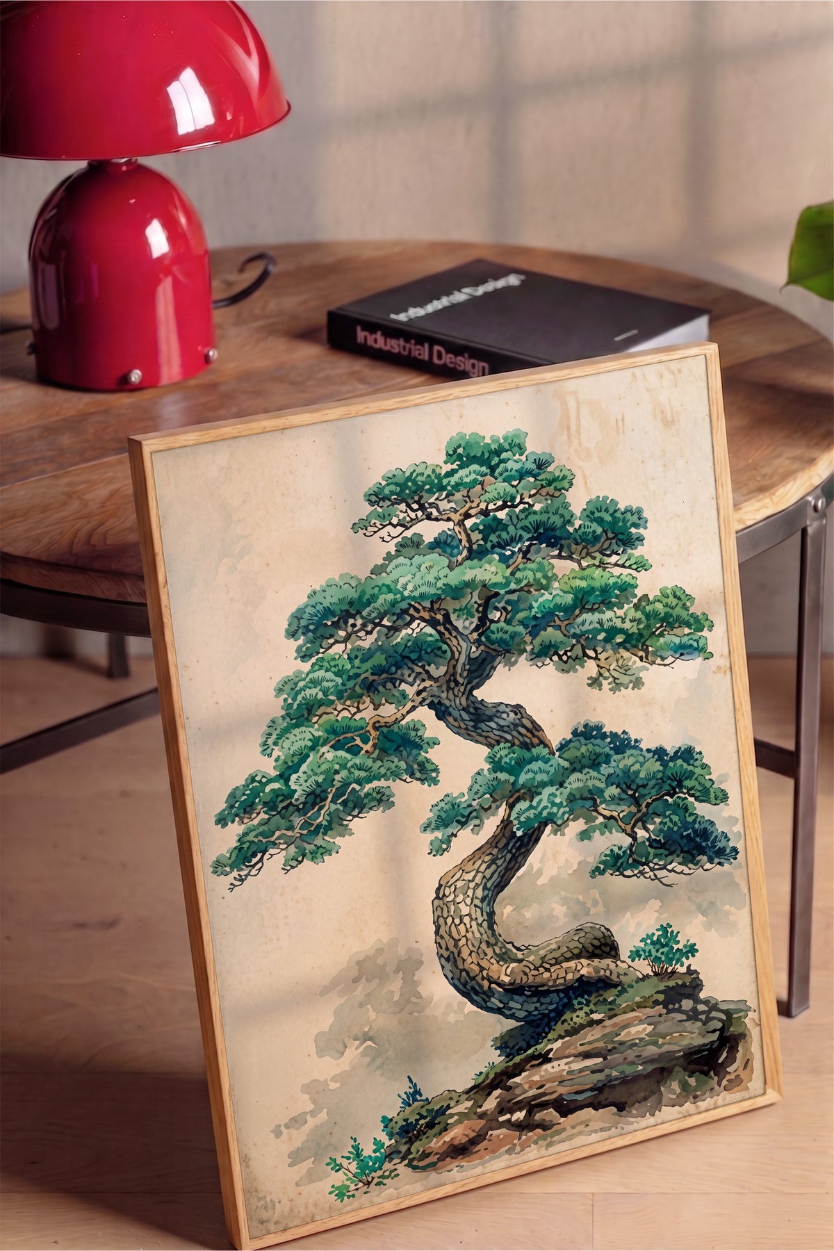 Kıvrımlı Bonsai Ağacı Poster – Ahşap Çerçeveli Tablo