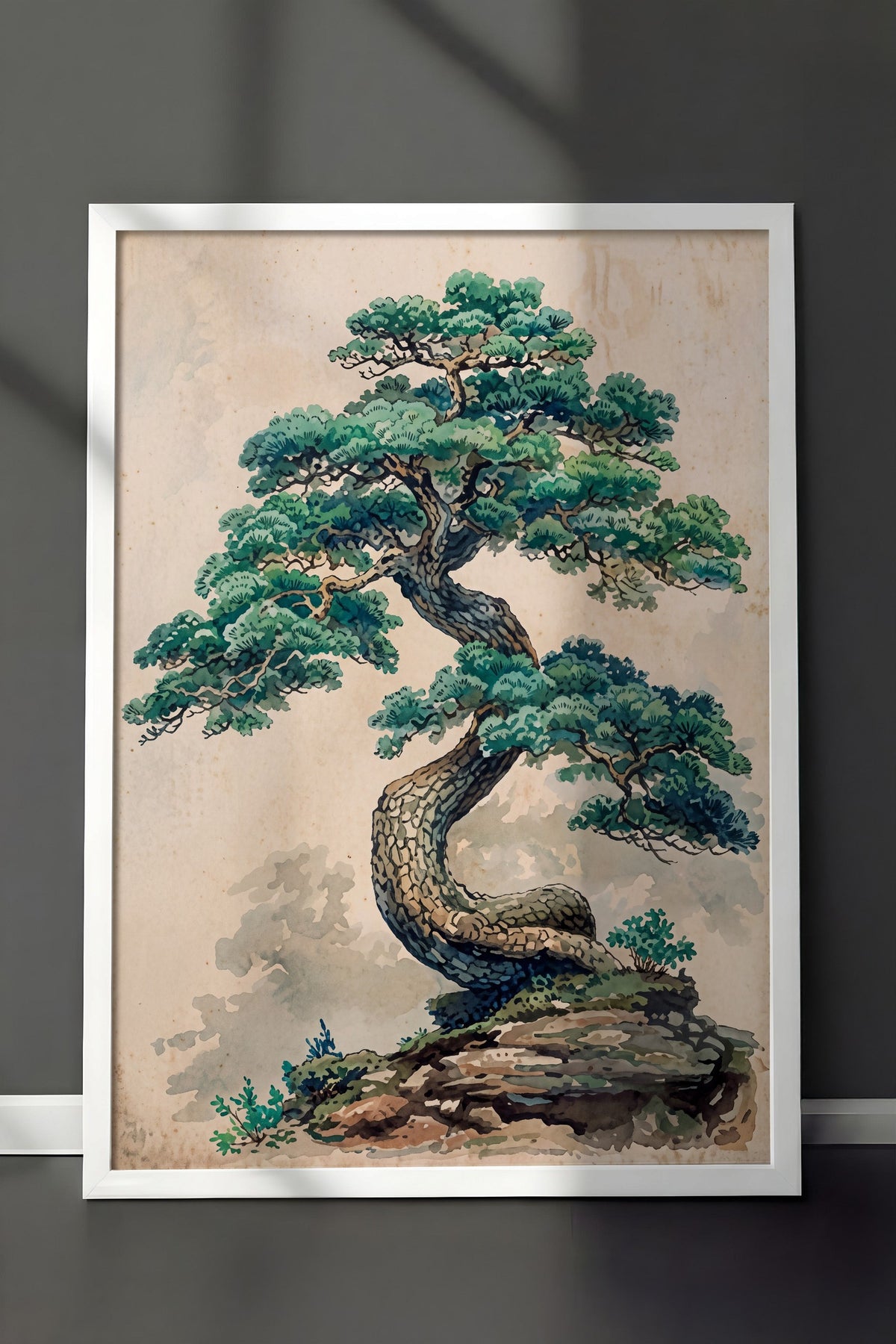 Kıvrımlı Bonsai Ağacı Poster – Beyaz Çerçeveli Tablo