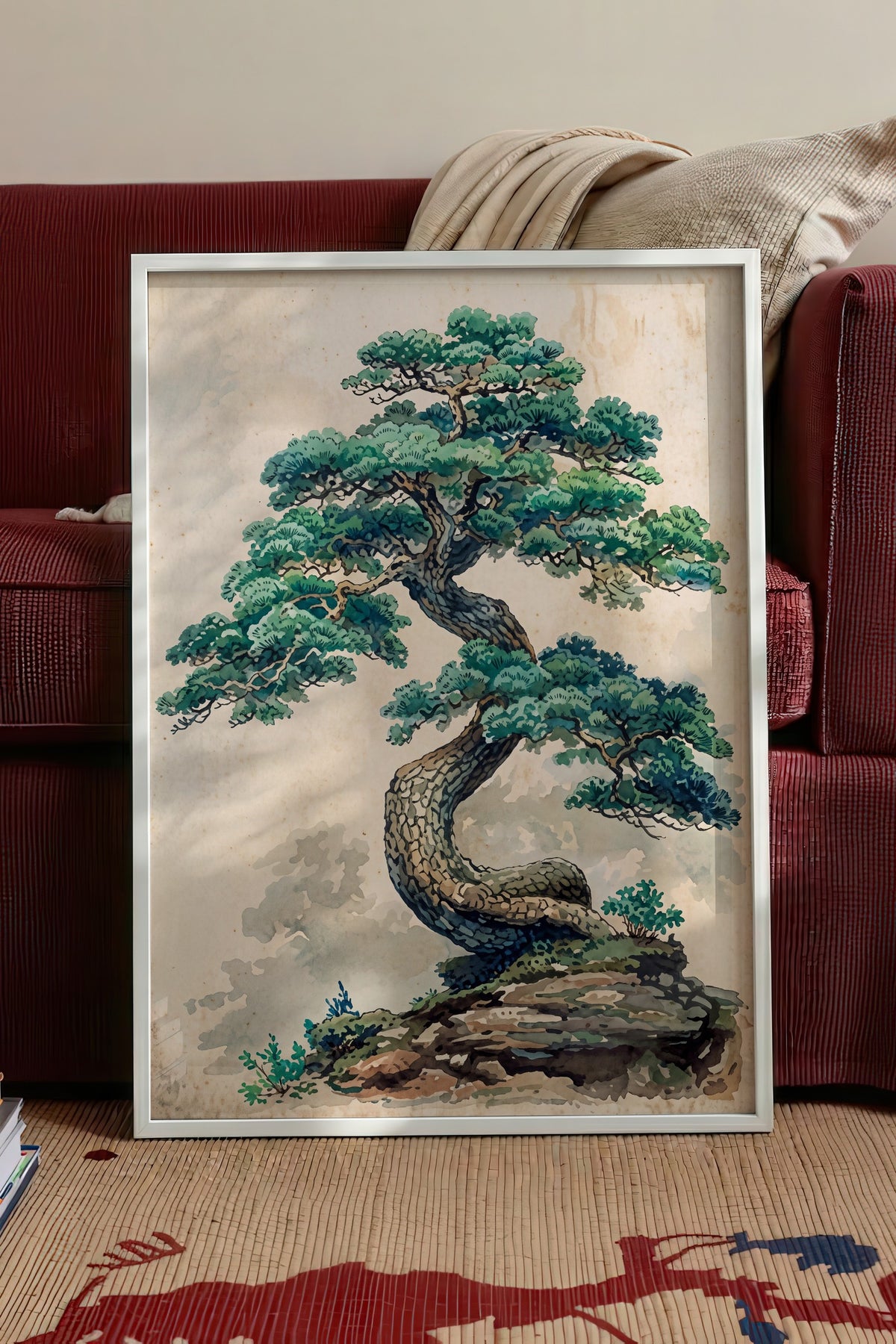 Kıvrımlı Bonsai Ağacı Poster – Beyaz Çerçeveli Tablo