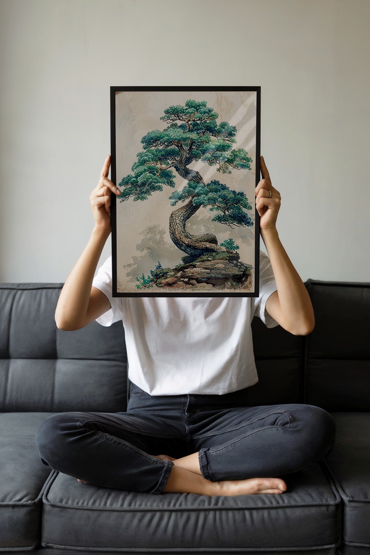 Kıvrımlı Bonsai Ağacı Poster – Siyah Çerçeveli Tablo