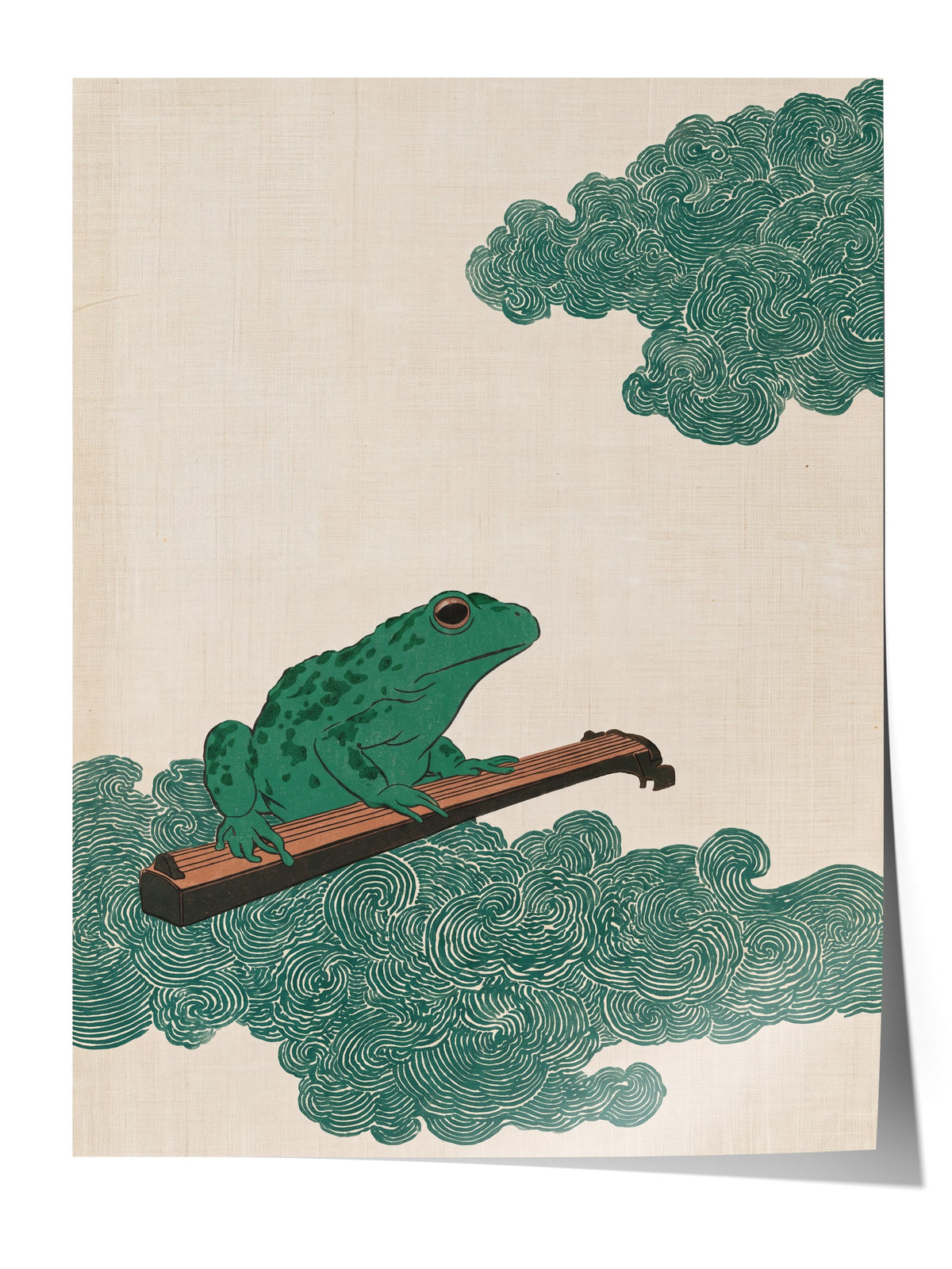 Guzheng Çalan Kurbağa Çerçevesiz Poster