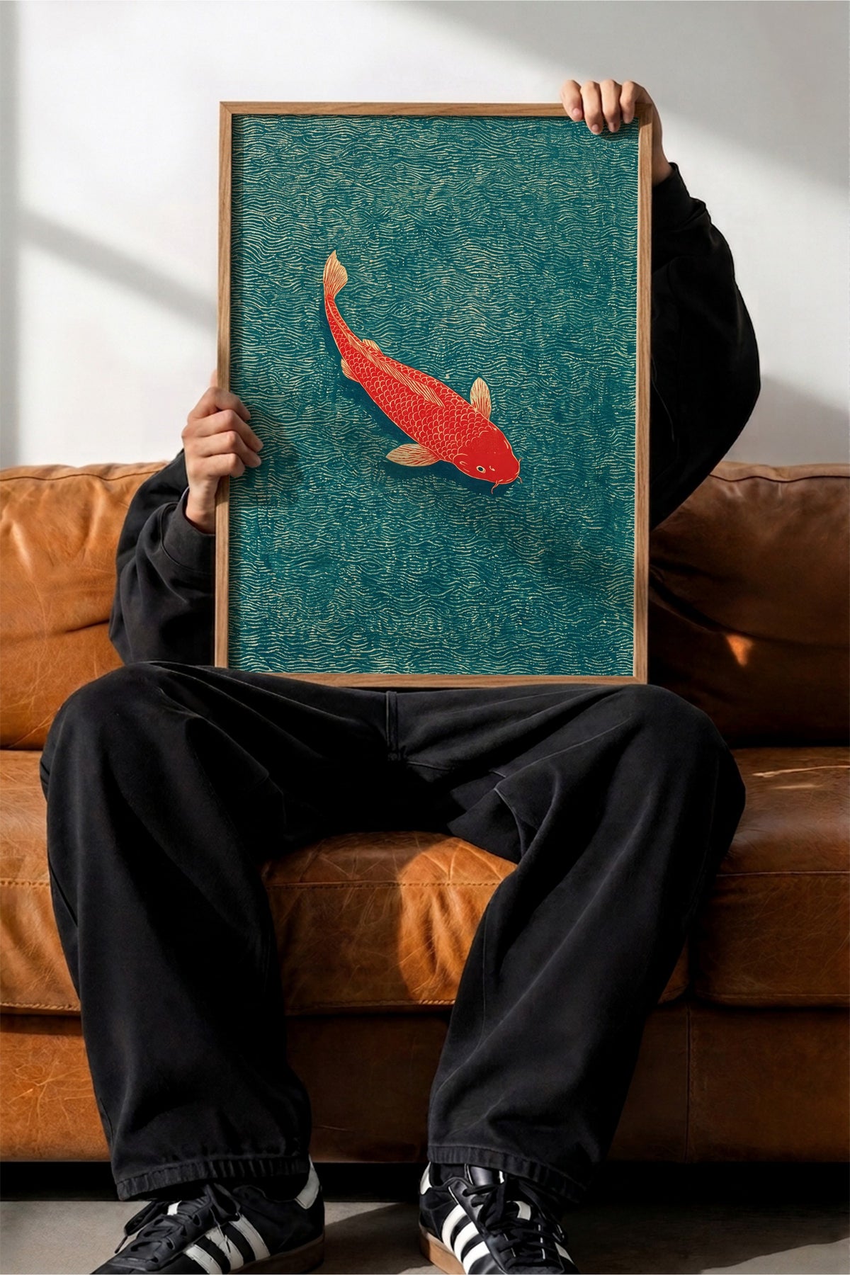 Kırmızı Koi Balığı Poster – Ahşap Çerçeveli Tablo