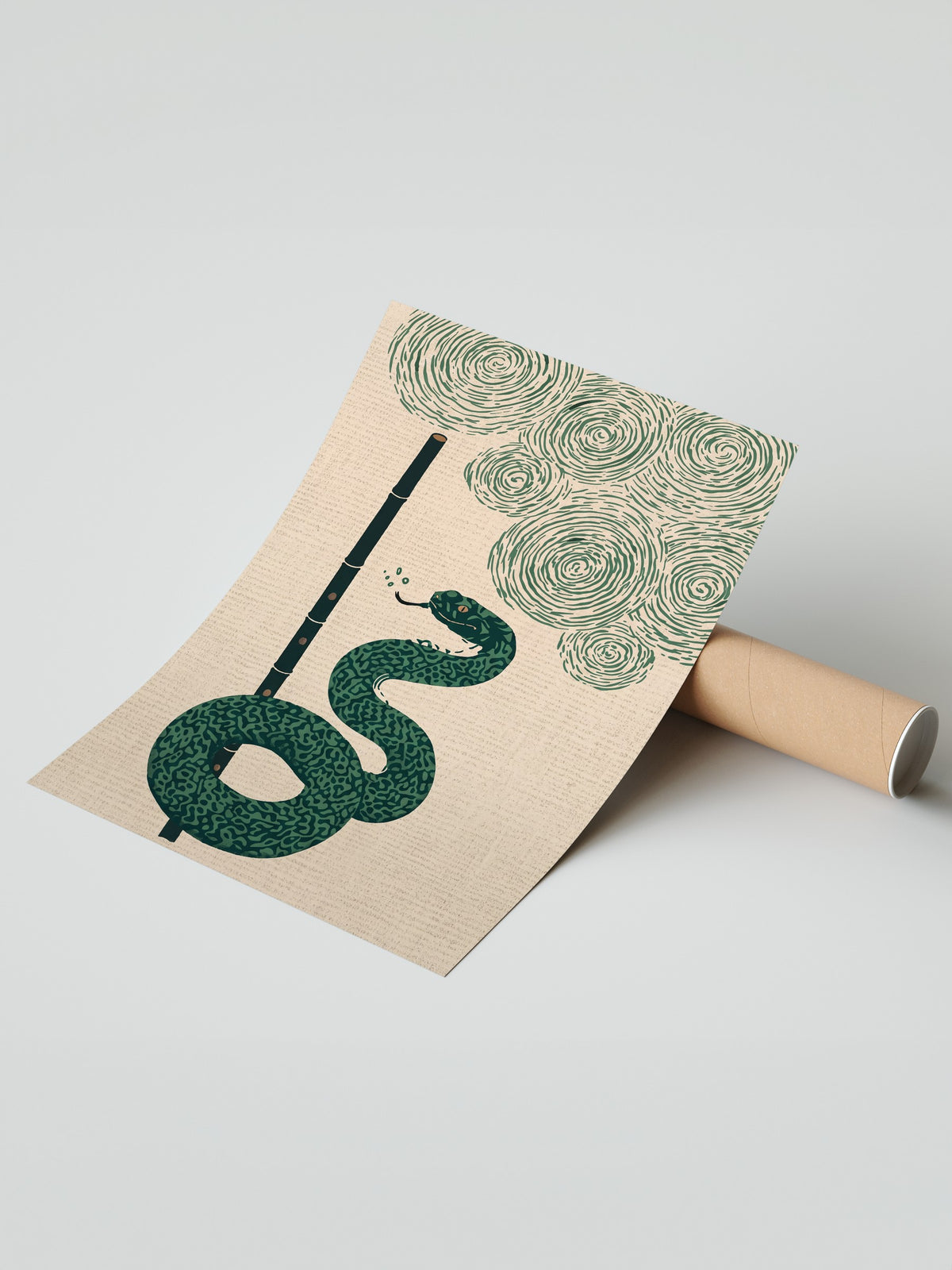 Bambu Flüt ve Yılan Çerçevesiz Poster