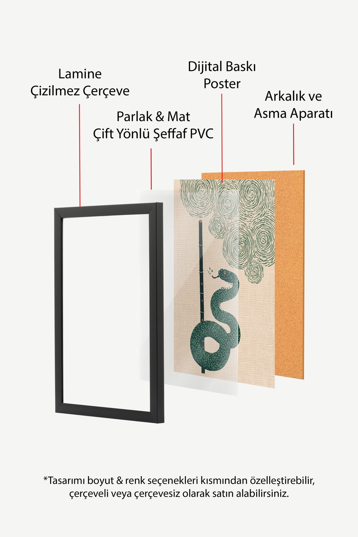 Bambu Flüt ve Yılan Poster – Siyah Çerçeveli Tablo