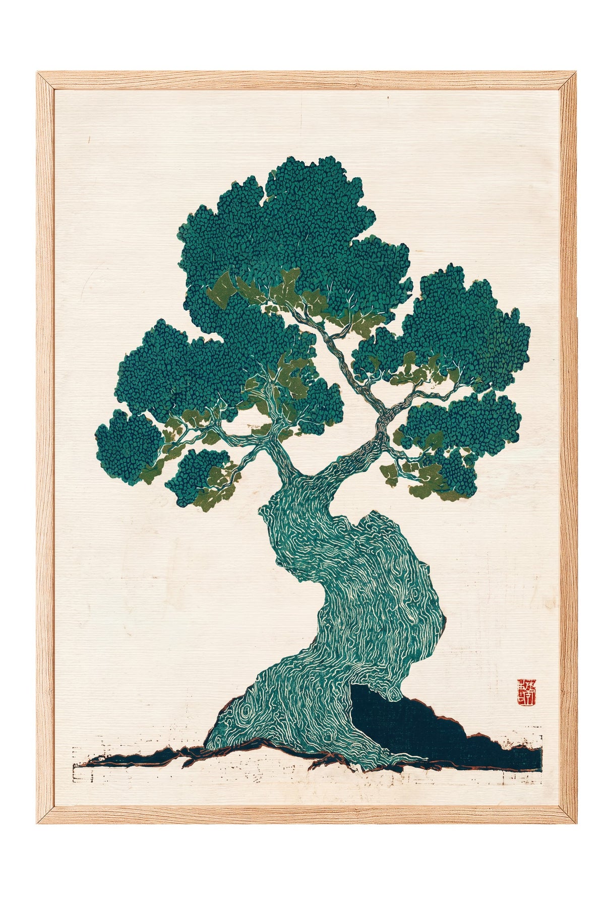 Bonsai Ağacı Baskısı Poster – Ahşap Çerçeveli Tablo