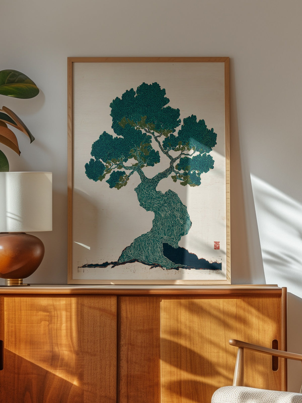 Bonsai Ağacı Baskısı Poster – Ahşap Çerçeveli Tablo