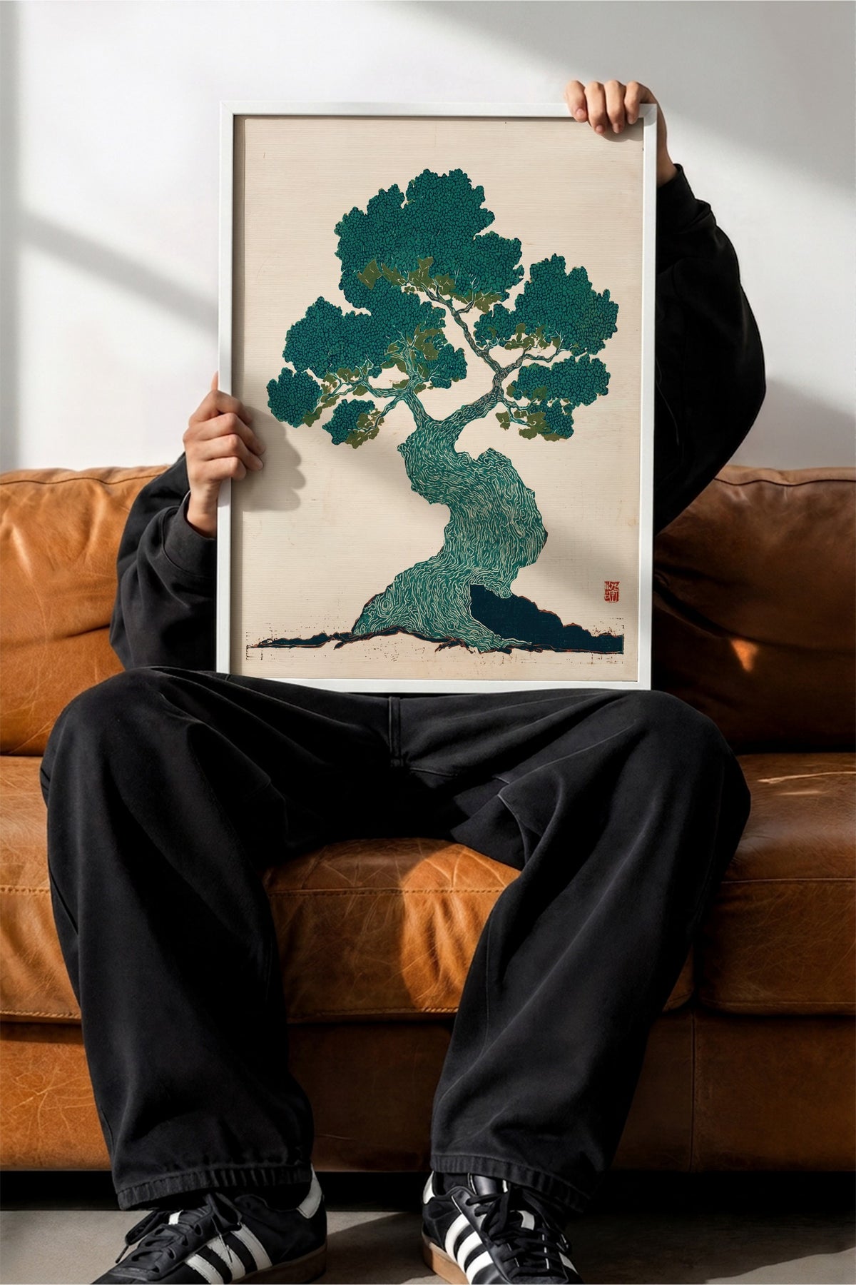 Bonsai Ağacı Baskısı Poster – Beyaz Çerçeveli Tablo