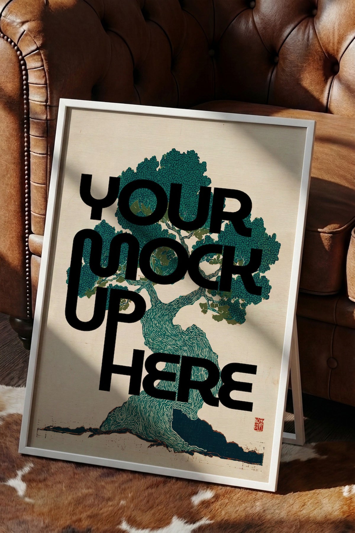 Bonsai Ağacı Baskısı Poster – Beyaz Çerçeveli Tablo