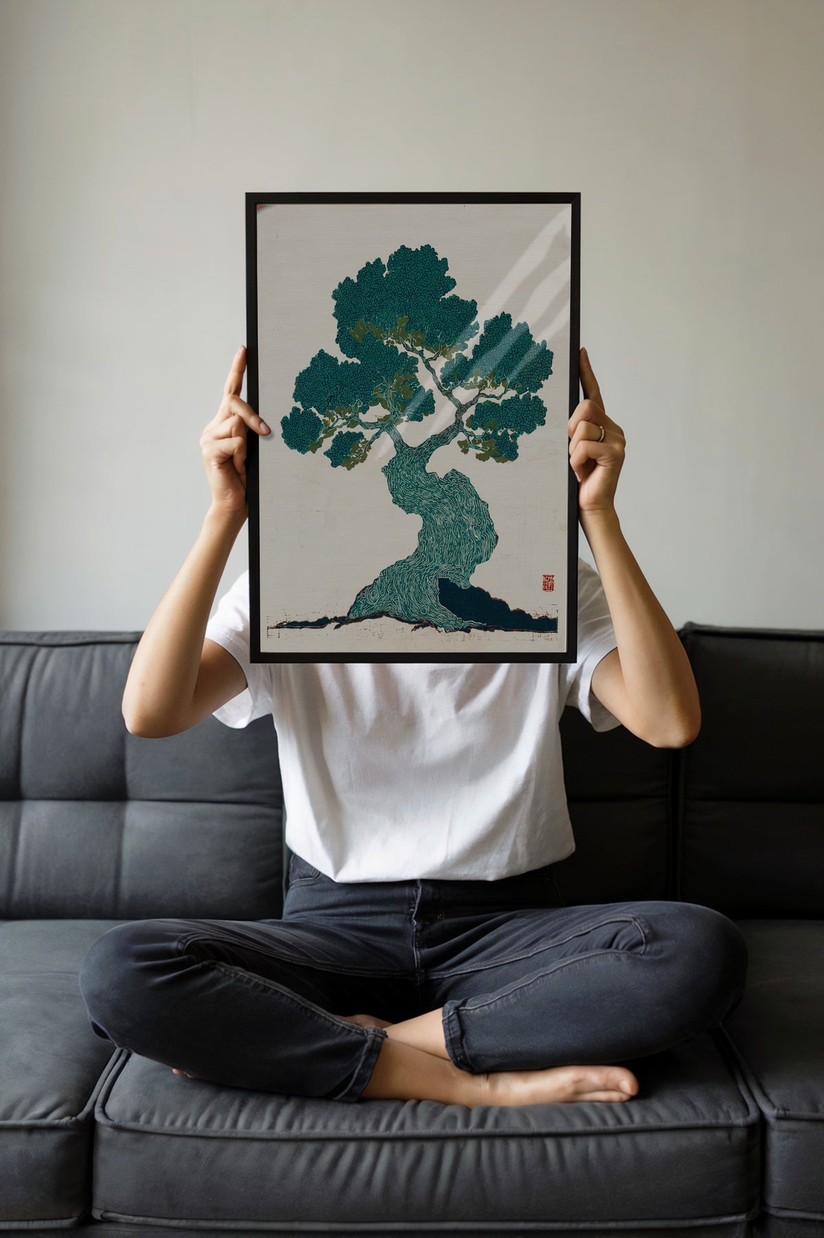 Bonsai Ağacı Baskısı Poster – Siyah Çerçeveli Tablo