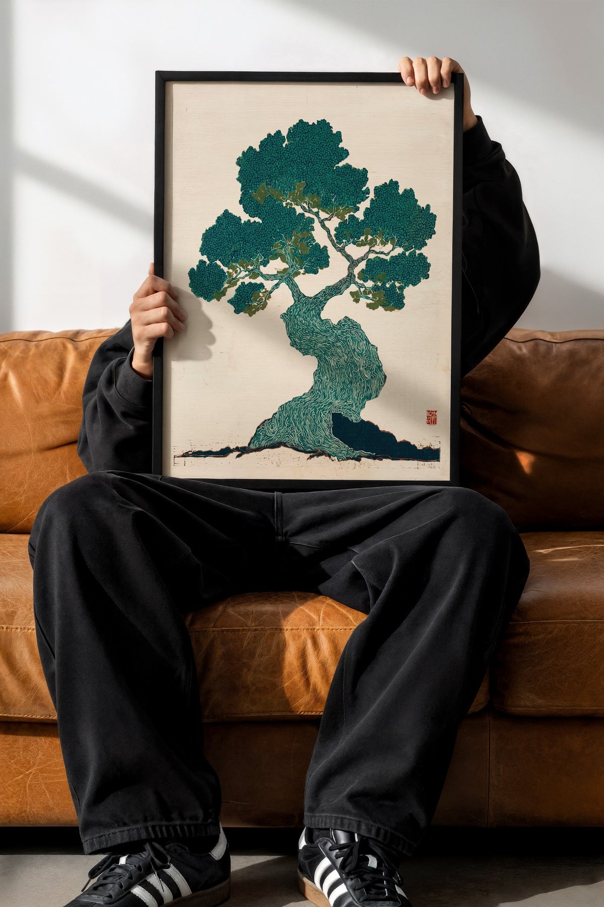 Bonsai Ağacı Baskısı Poster – Siyah Çerçeveli Tablo