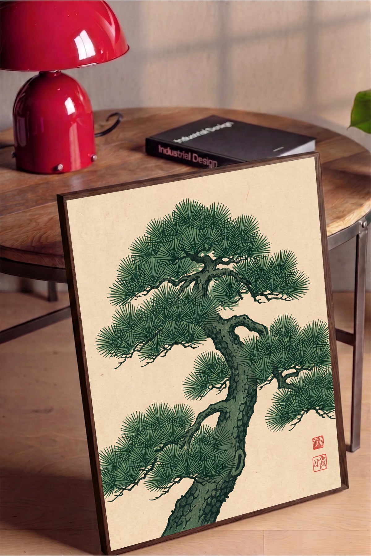 Japon Çam Ağacı Poster – Kahverengi Çerçeveli Tablo