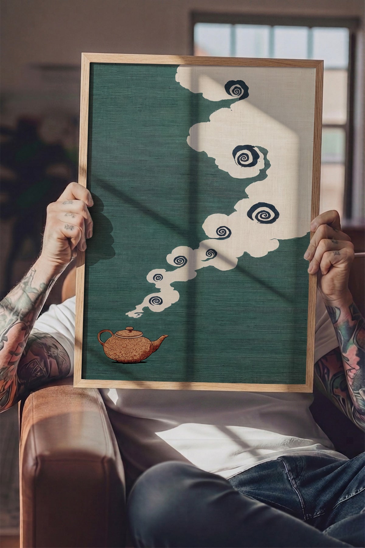 Çaydanlıktan Yükselen Buhar Bulutları Poster – Ahşap Çerçeveli Tablo