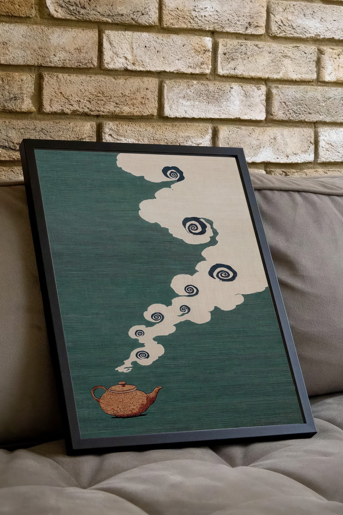 Çaydanlıktan Yükselen Buhar Bulutları Poster – Siyah Çerçeveli Tablo