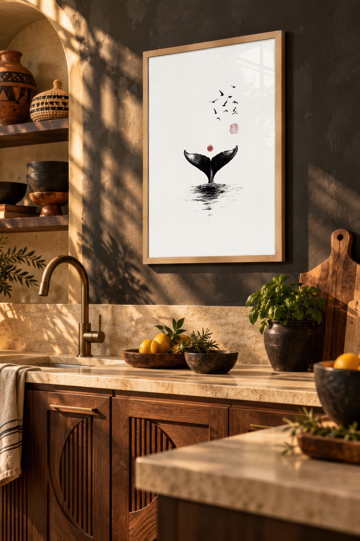 Kuyruğunu Sallayan Balina Poster – Ahşap Çerçeveli Tablo