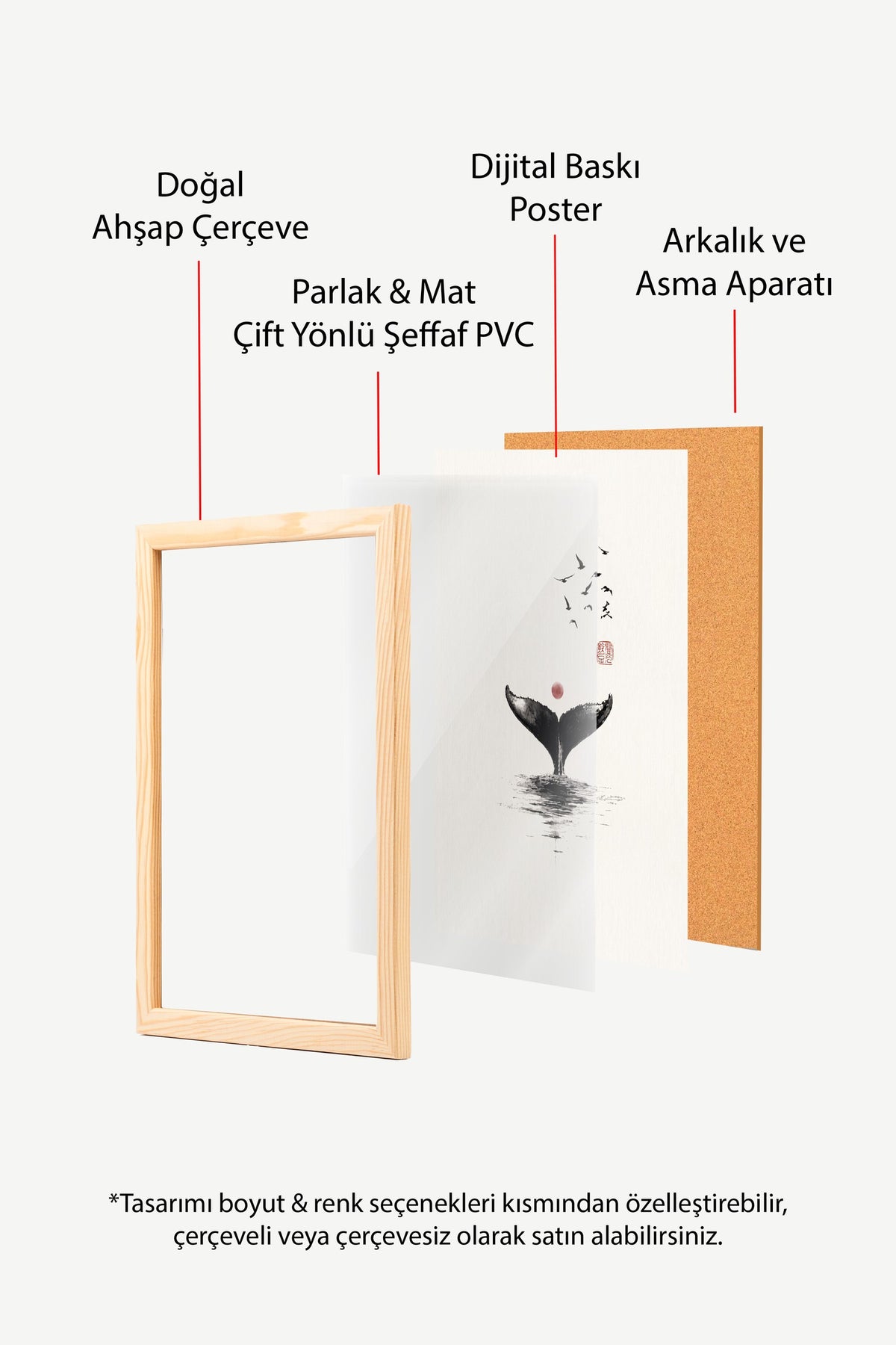 Kuyruğunu Sallayan Balina Poster – Ahşap Çerçeveli Tablo