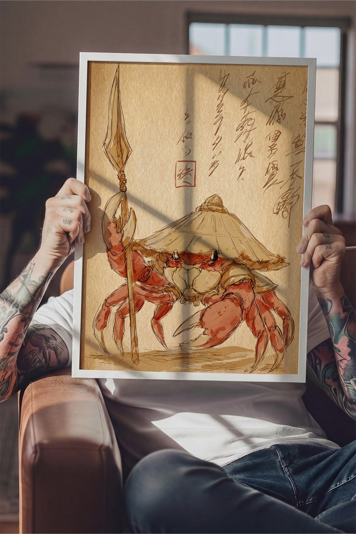 Samuray Yengeç Savaşçısı Poster – Beyaz Çerçeveli Tablo