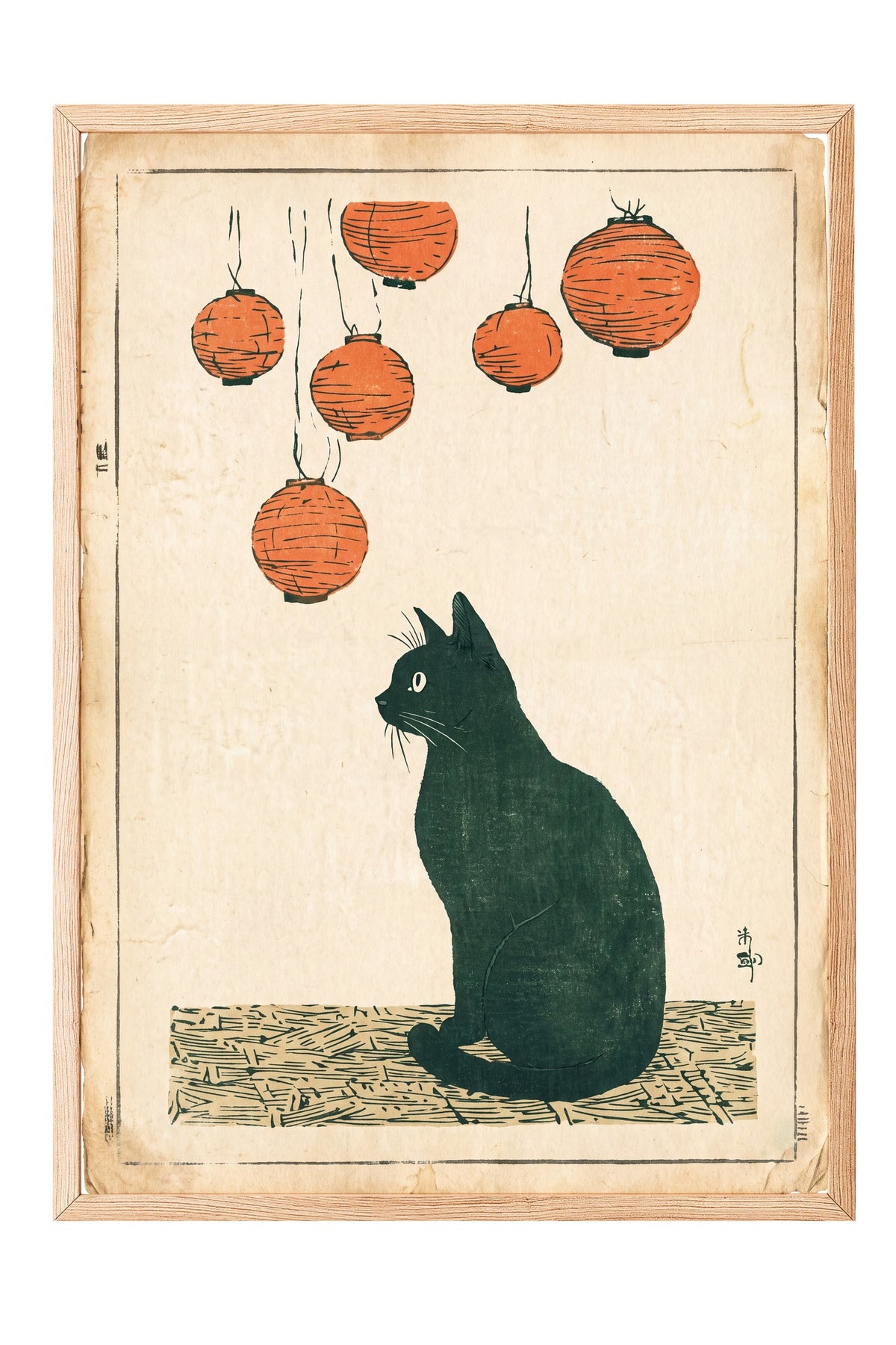 Fenerler Altında Kedi Poster – Ahşap Çerçeveli Tablo