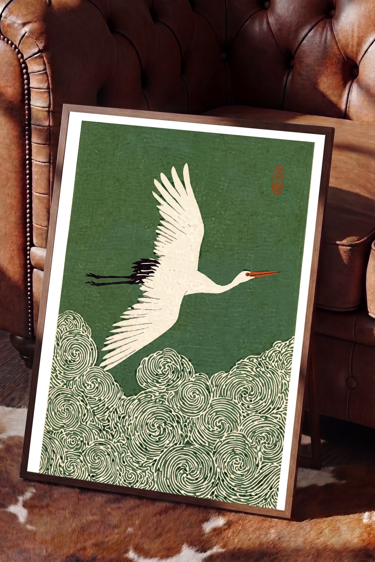 Turnanın Uçuşu Poster – Kahverengi Çerçeveli Tablo