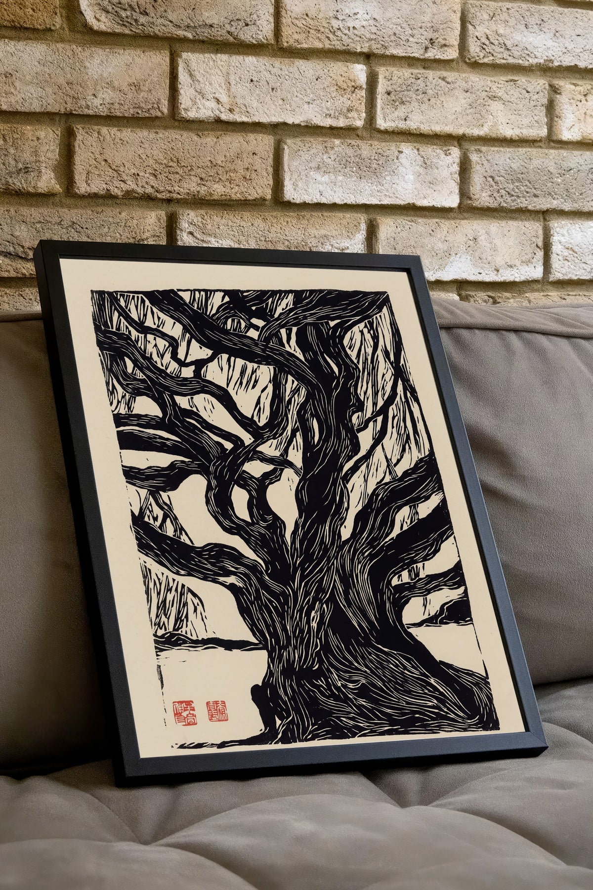 Kadim Meşe Baskısı Poster – Siyah Çerçeveli Tablo
