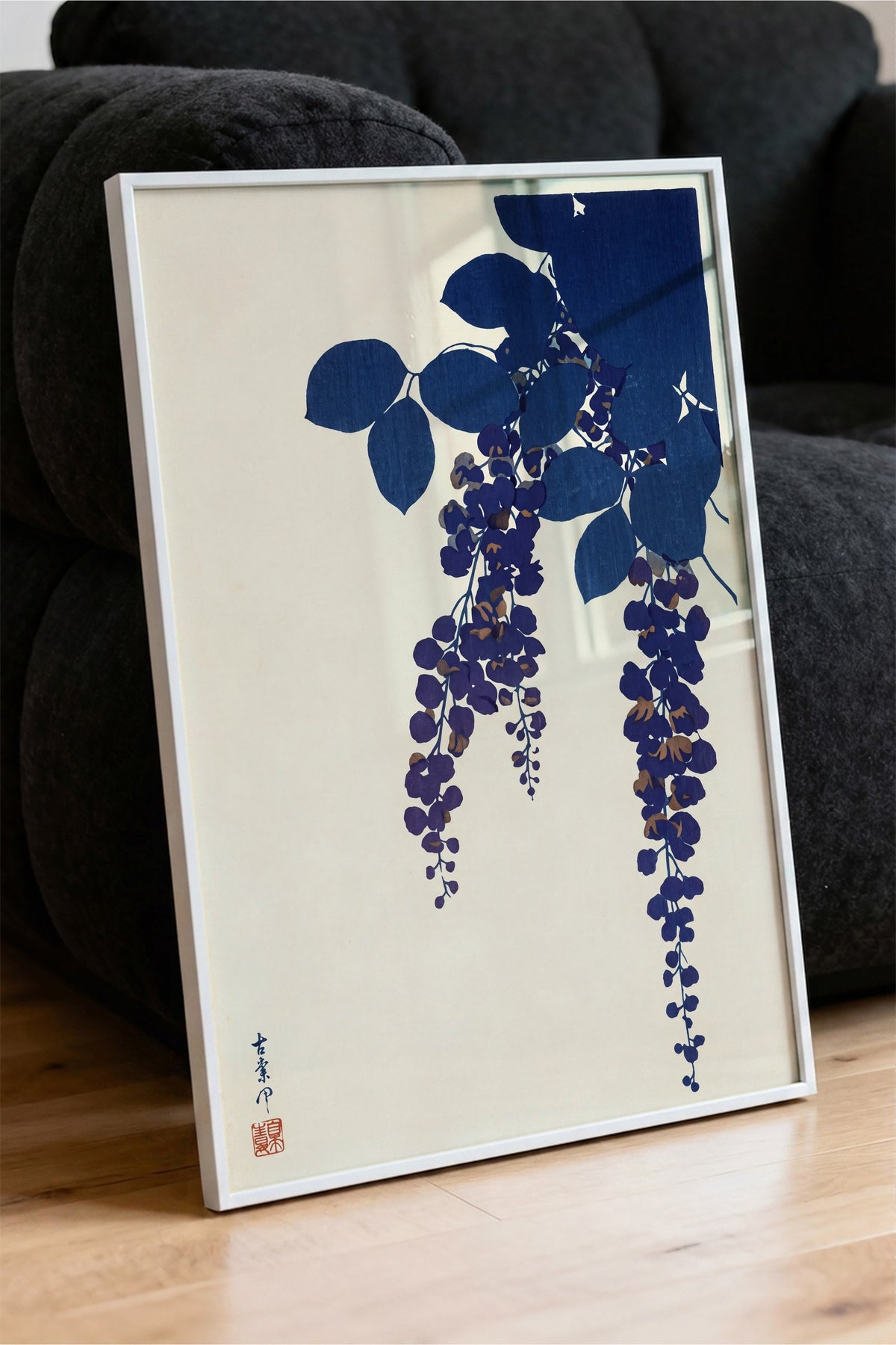 Mor Salkım Çiçekleri Poster – Beyaz Çerçeveli Tablo