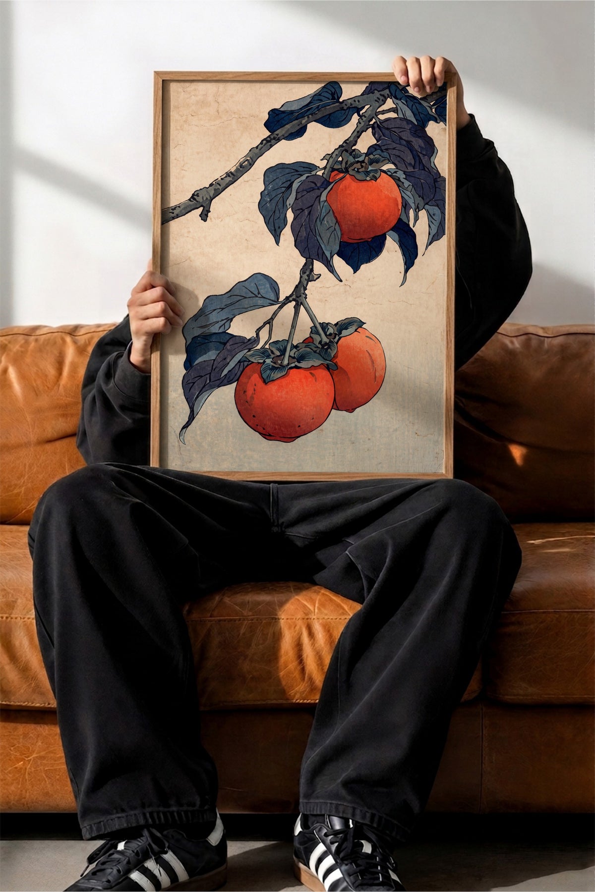 Japon Tarzı Trabzon Hurması Dalı Poster – Ahşap Çerçeveli Tablo