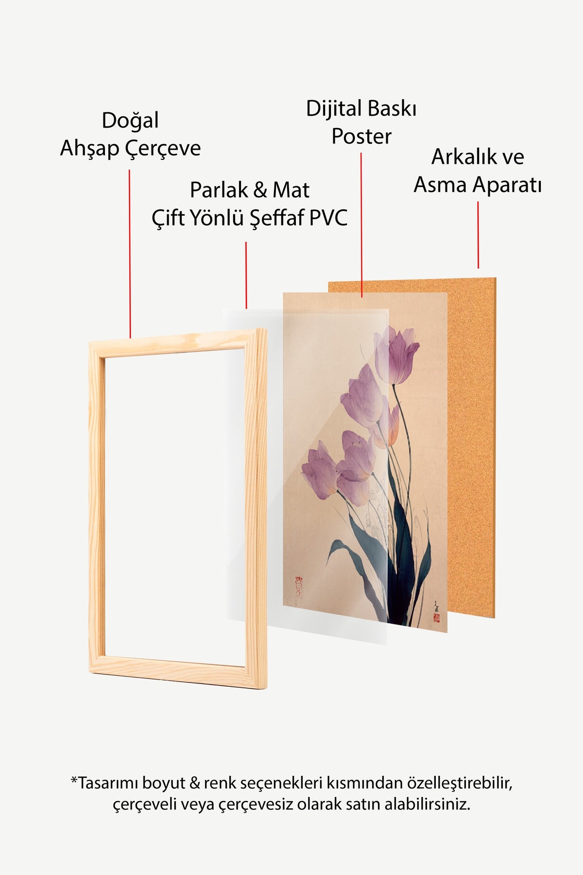 Mor Lalelerin Zarafeti Poster – Ahşap Çerçeveli Tablo