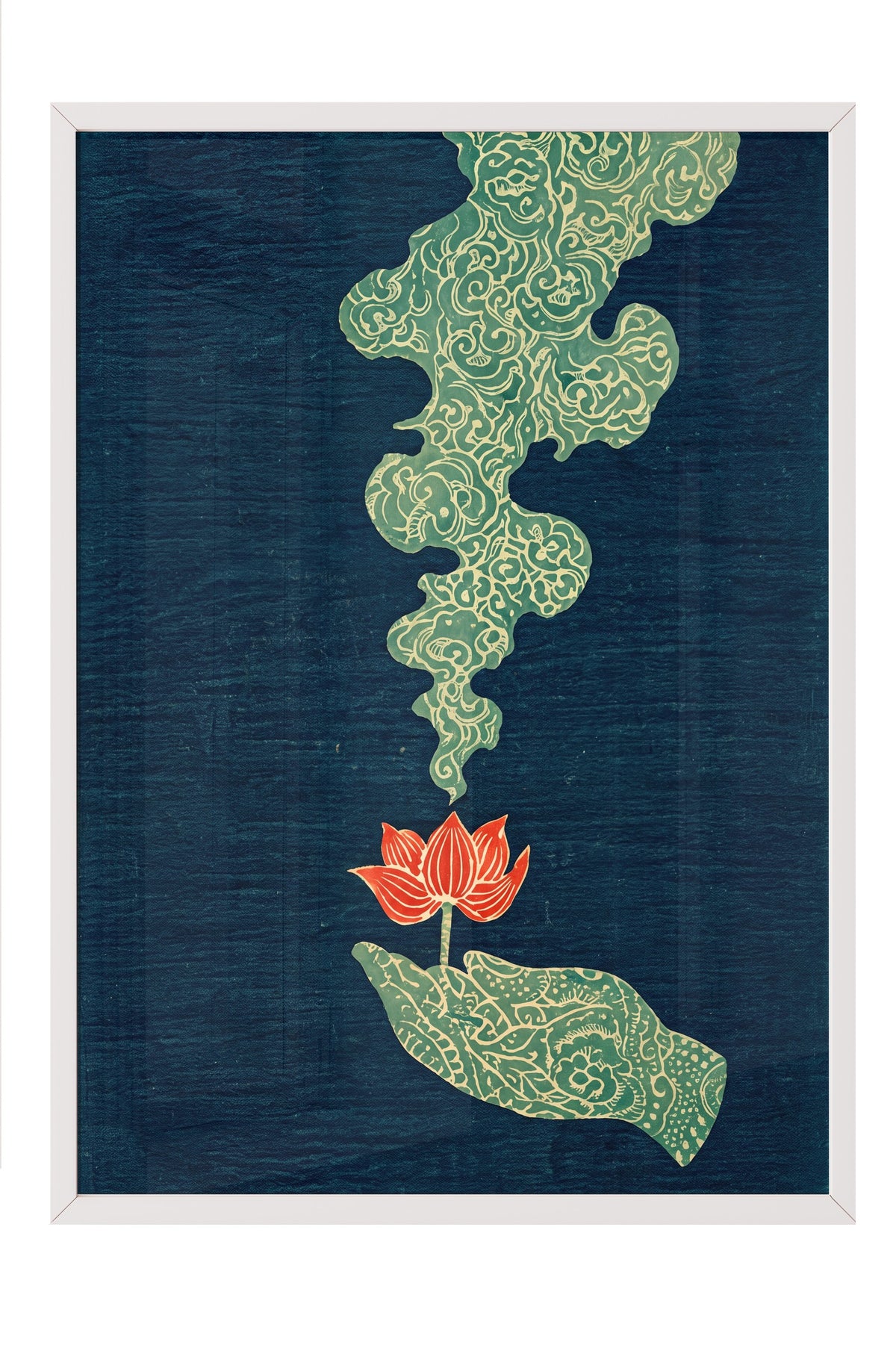 Elden Yükselen Bulut ve Lotus Poster – Beyaz Çerçeveli Tablo