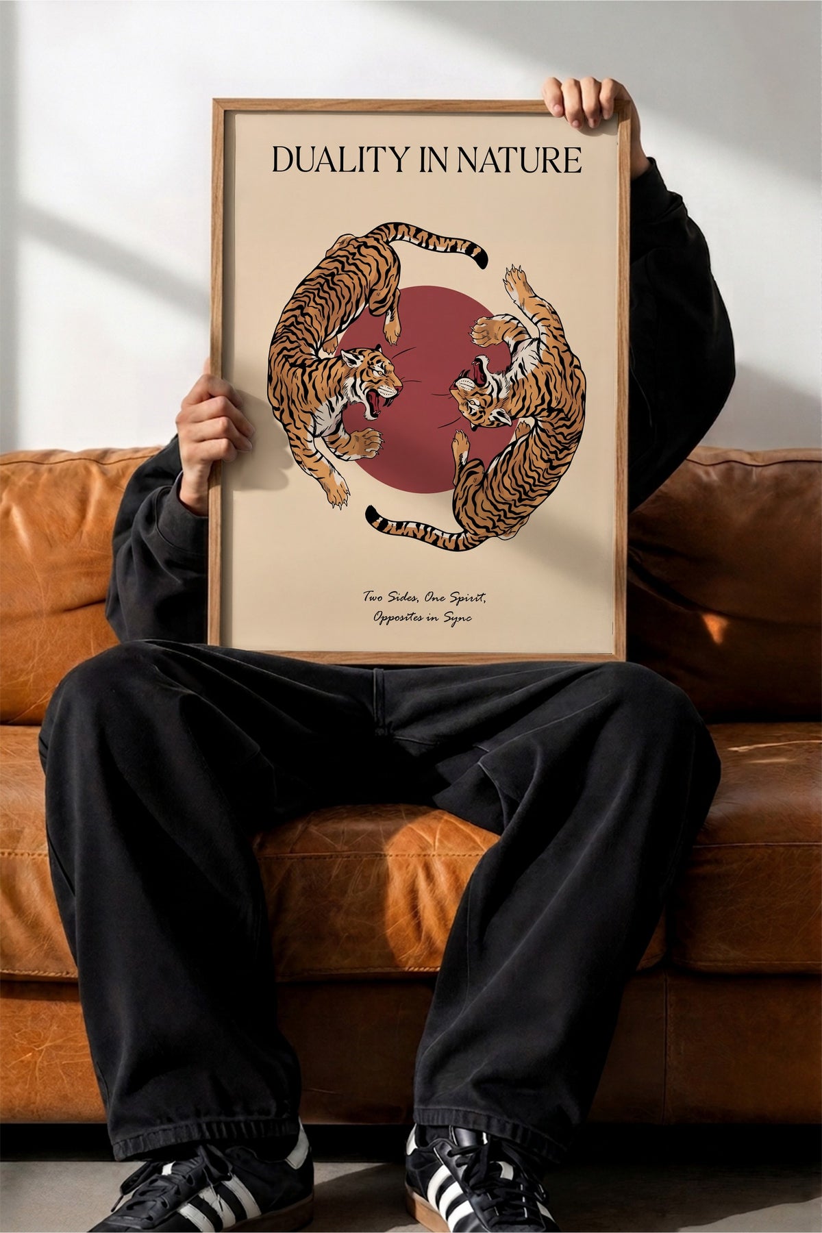 Yin Yang Kaplanlar Poster – Ahşap Çerçeveli Tablo