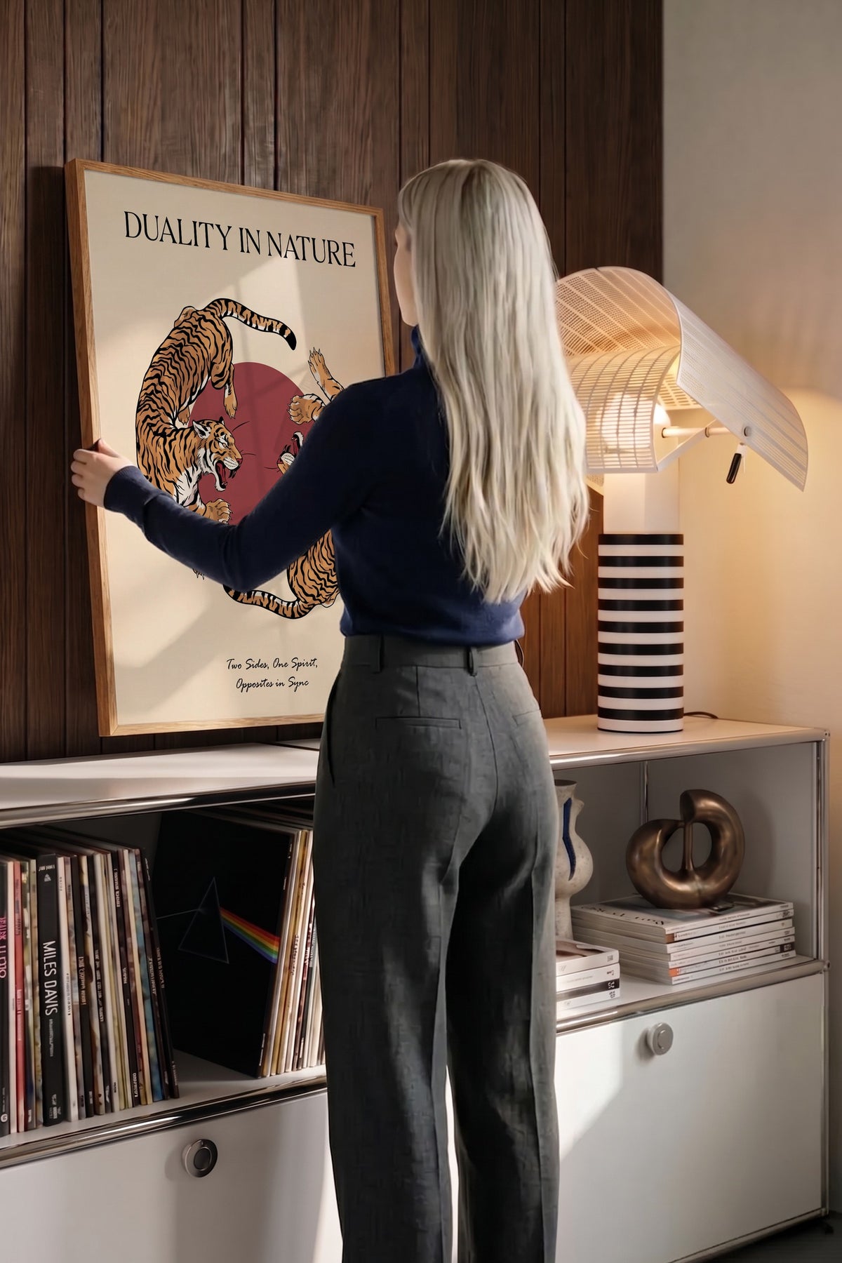 Yin Yang Kaplanlar Poster – Ahşap Çerçeveli Tablo