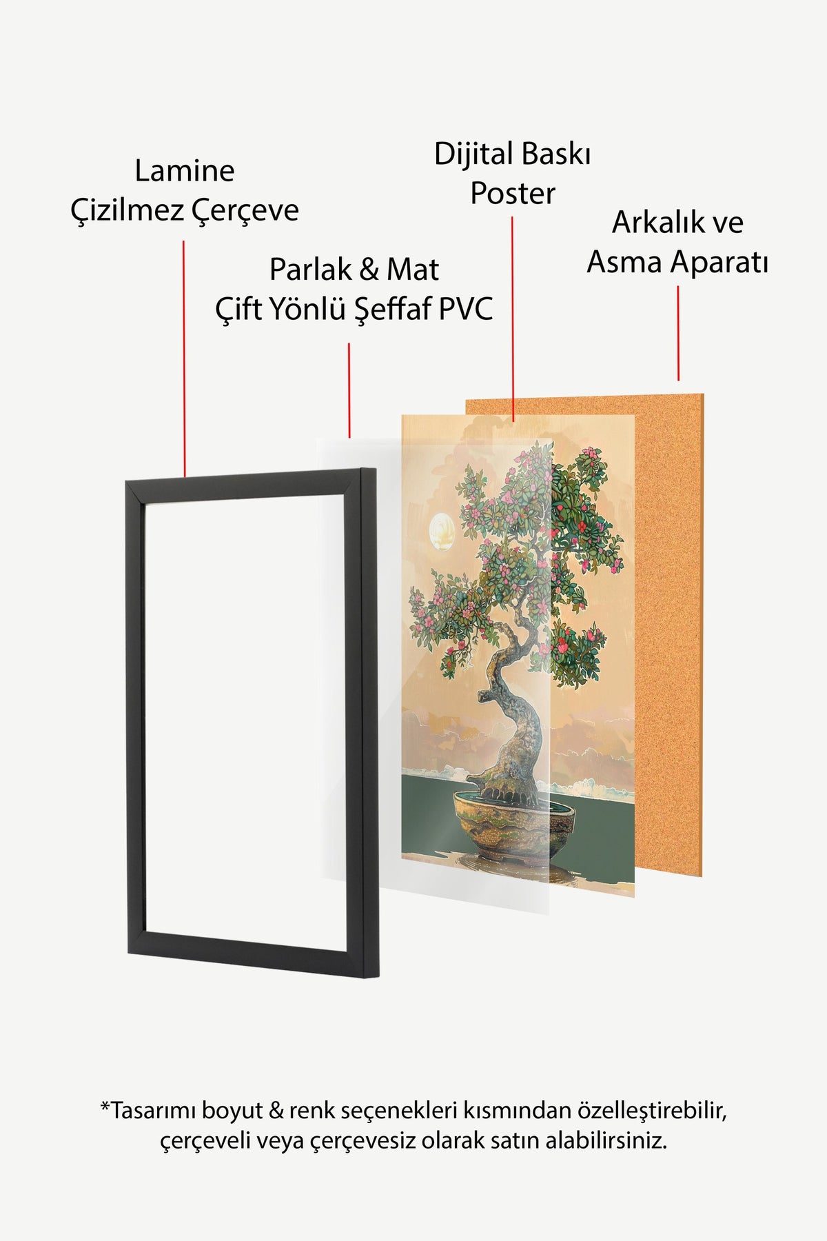 Ay Işığında Bonsai Poster – Siyah Çerçeveli Tablo