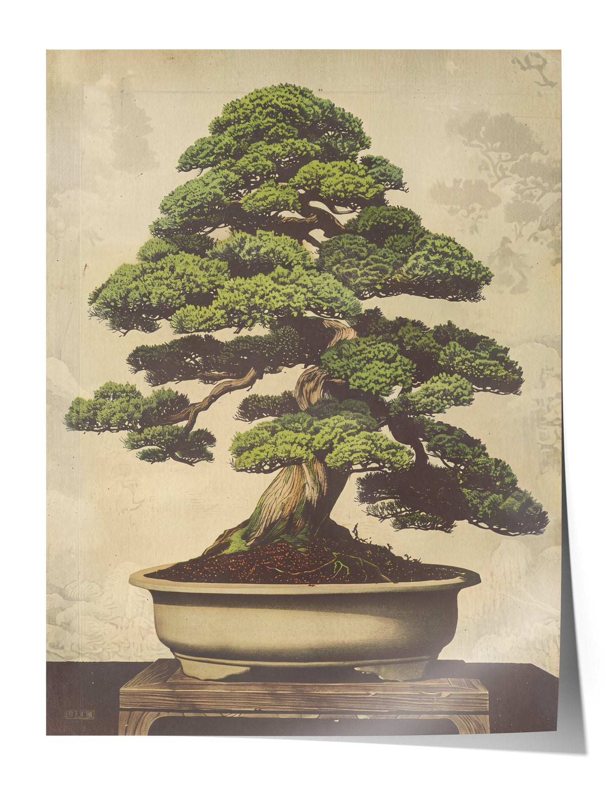Geleneksel Çam Bonsai Sanatı Çerçevesiz Poster