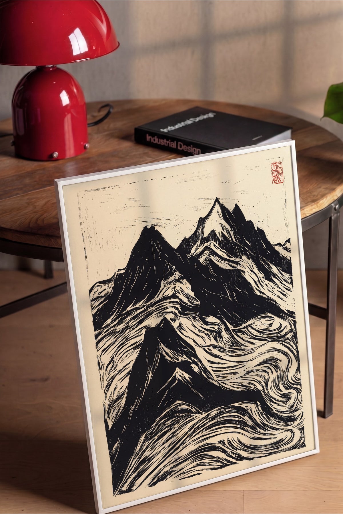 Fırtınalı Dağ Doruğu Poster – Beyaz Çerçeveli Tablo