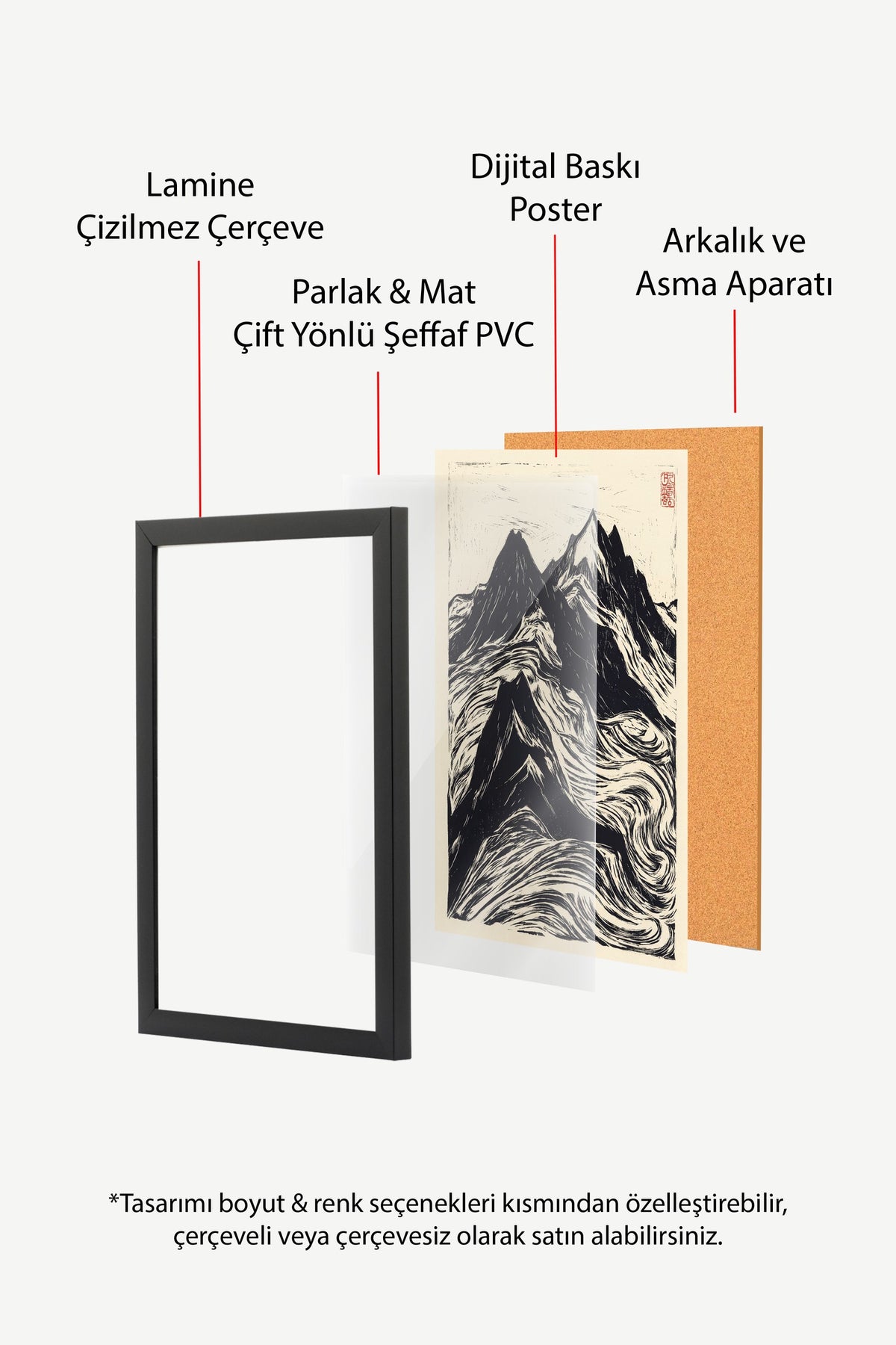 Fırtınalı Dağ Doruğu Poster – Siyah Çerçeveli Tablo