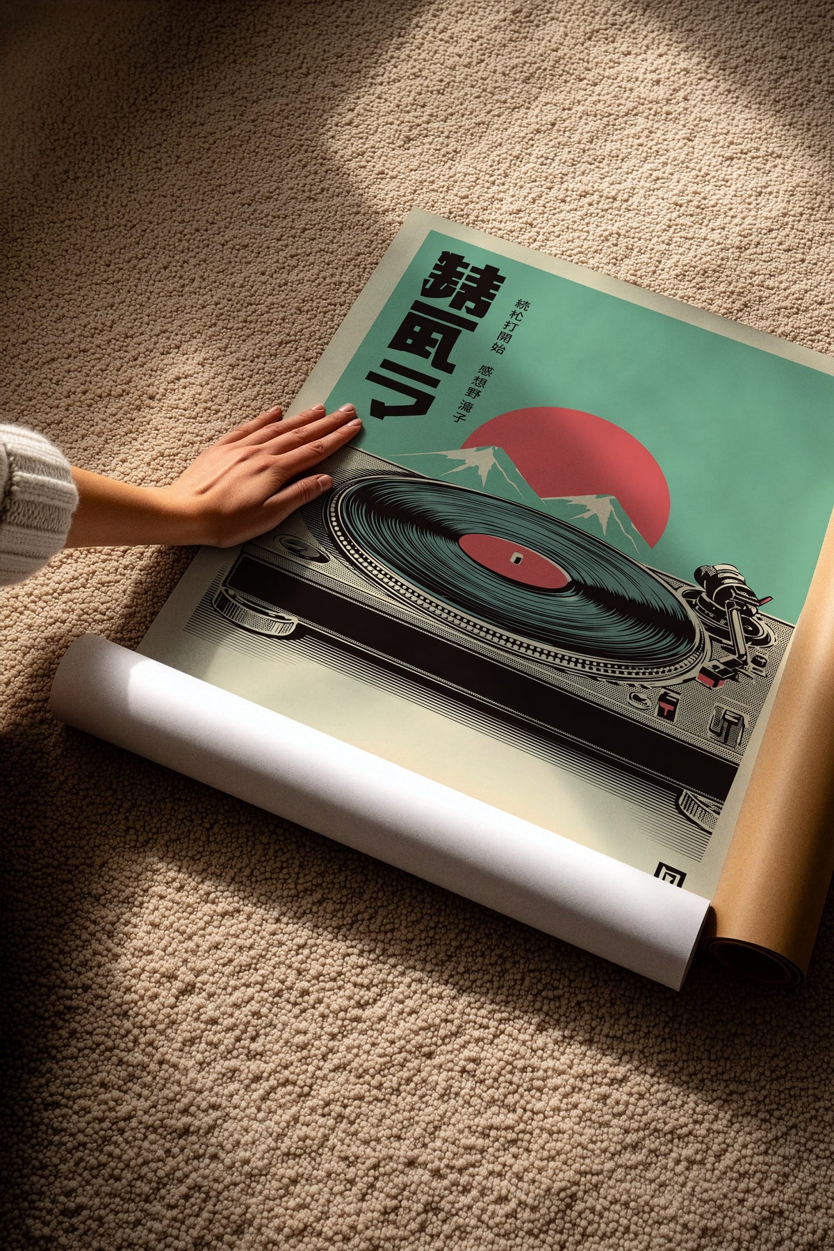 Retro Pikap ve Fuji Dağı Manzarası Çerçevesiz Poster