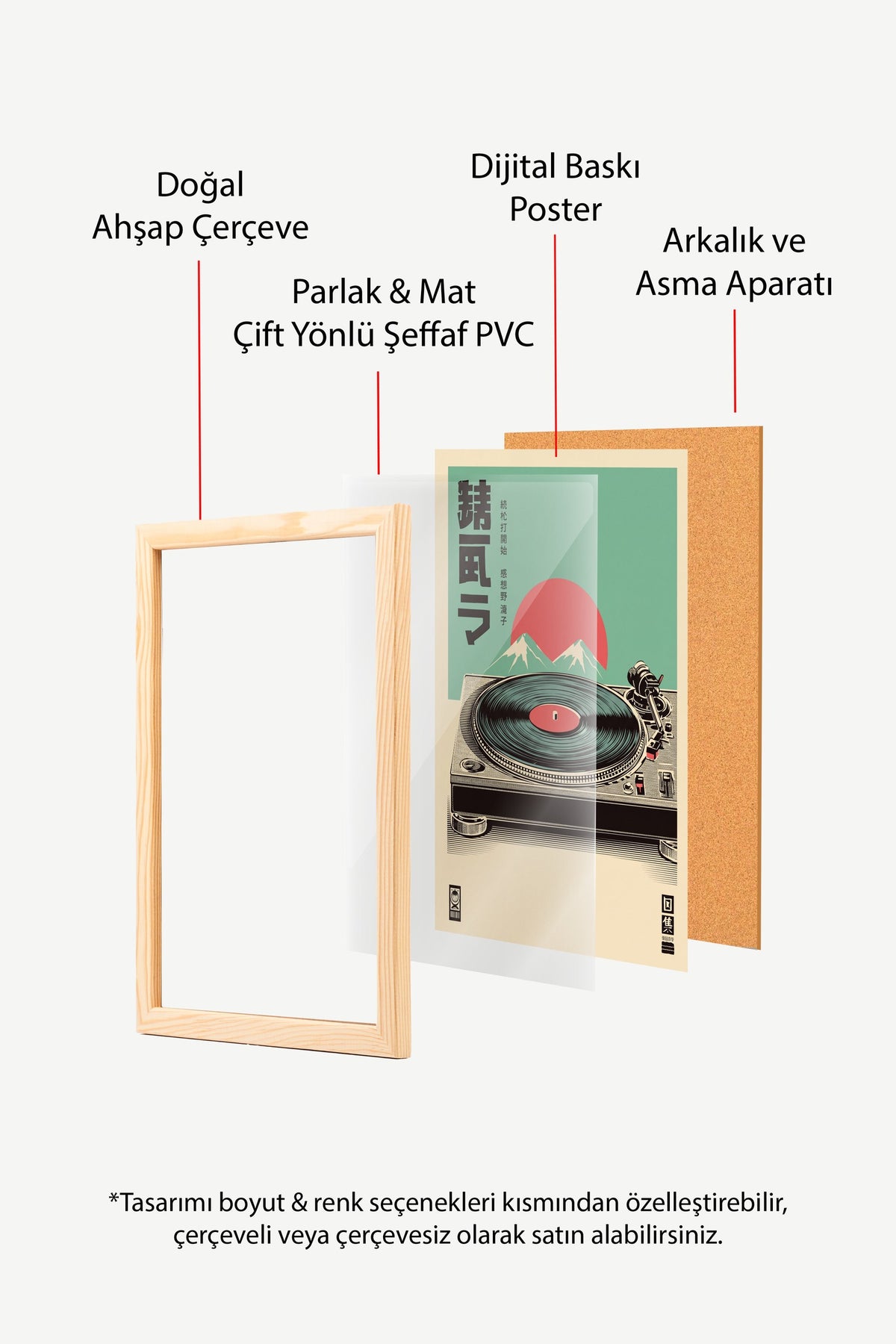 Retro Pikap ve Fuji Dağı Manzarası Poster – Ahşap Çerçeveli Tablo
