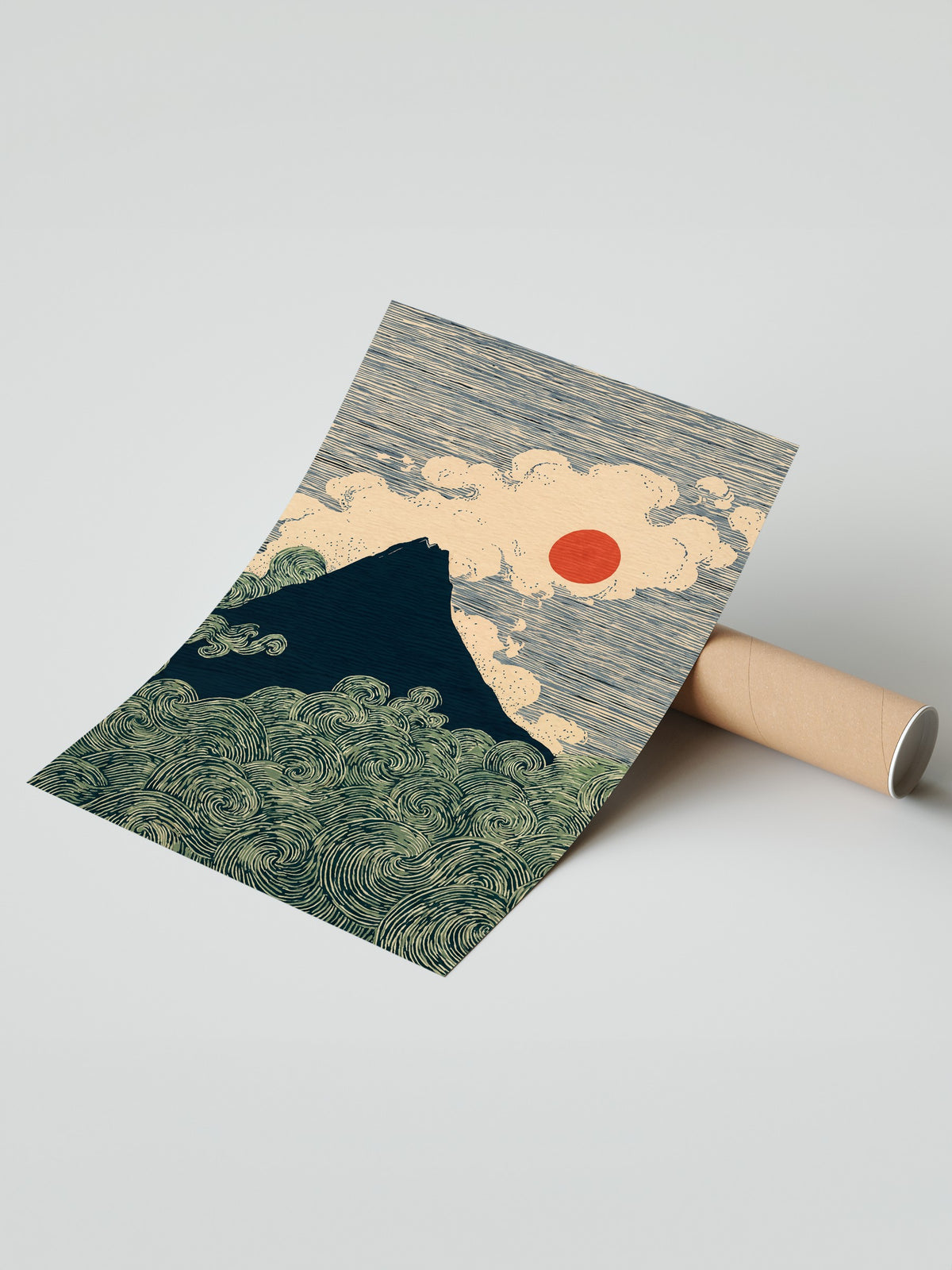 Fuji Dağı ve Dalgalar Çerçevesiz Poster