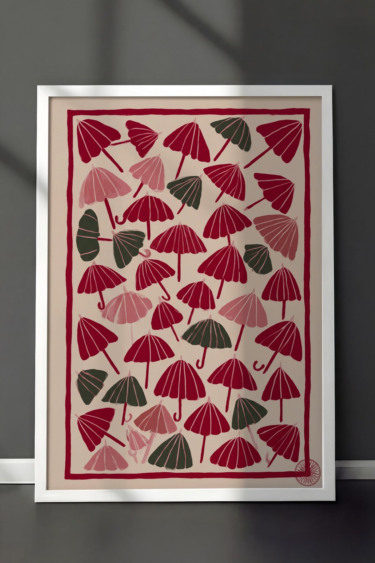 Şemsiye Deseni Poster – Beyaz Çerçeveli Tablo