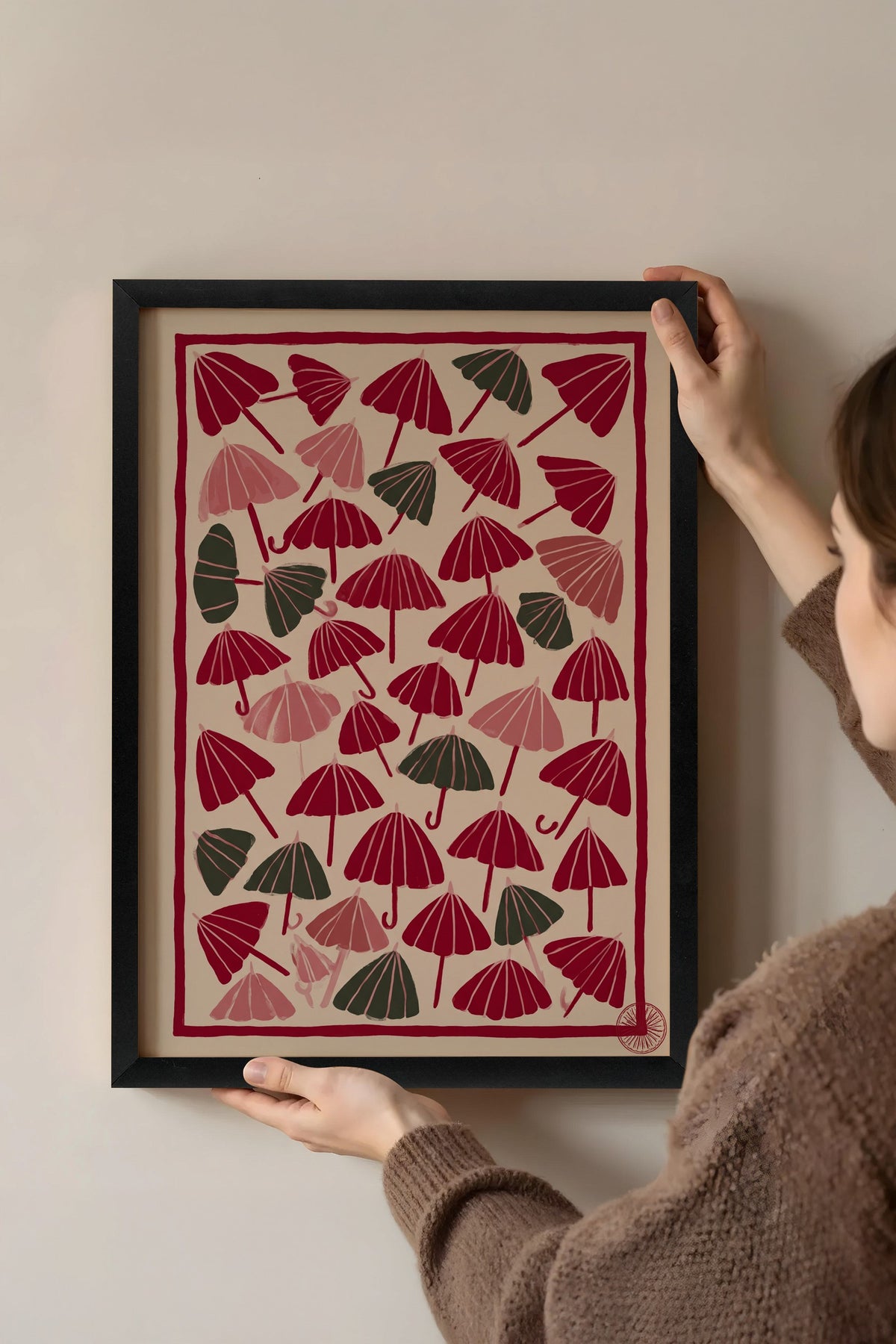 Şemsiye Deseni Poster – Siyah Çerçeveli Tablo