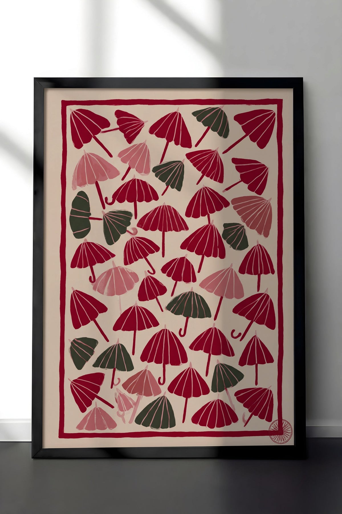 Şemsiye Deseni Poster – Siyah Çerçeveli Tablo
