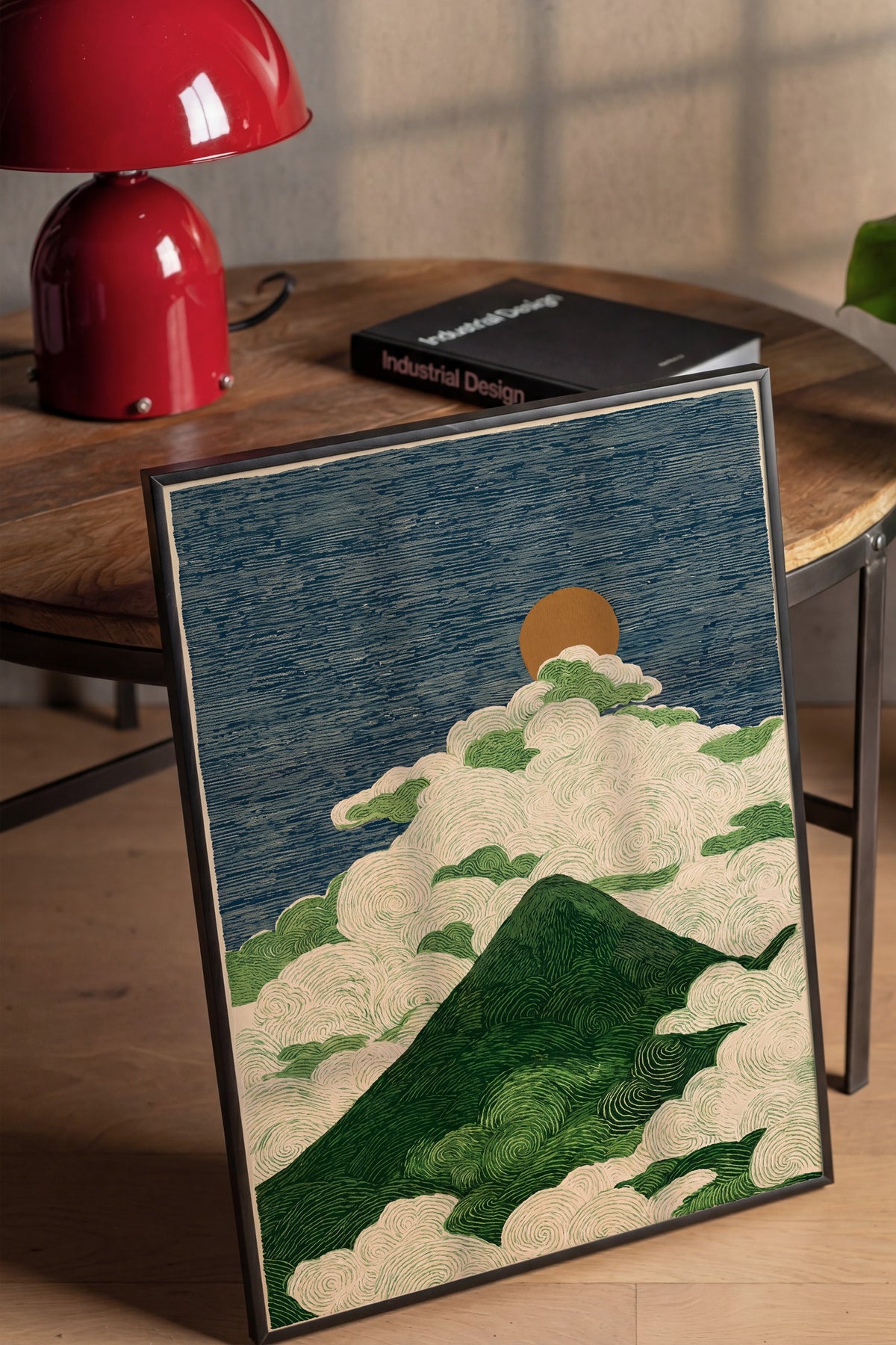 Bulutlar Üzerinde Dağ ve Güneş Poster – Siyah Çerçeveli Tablo