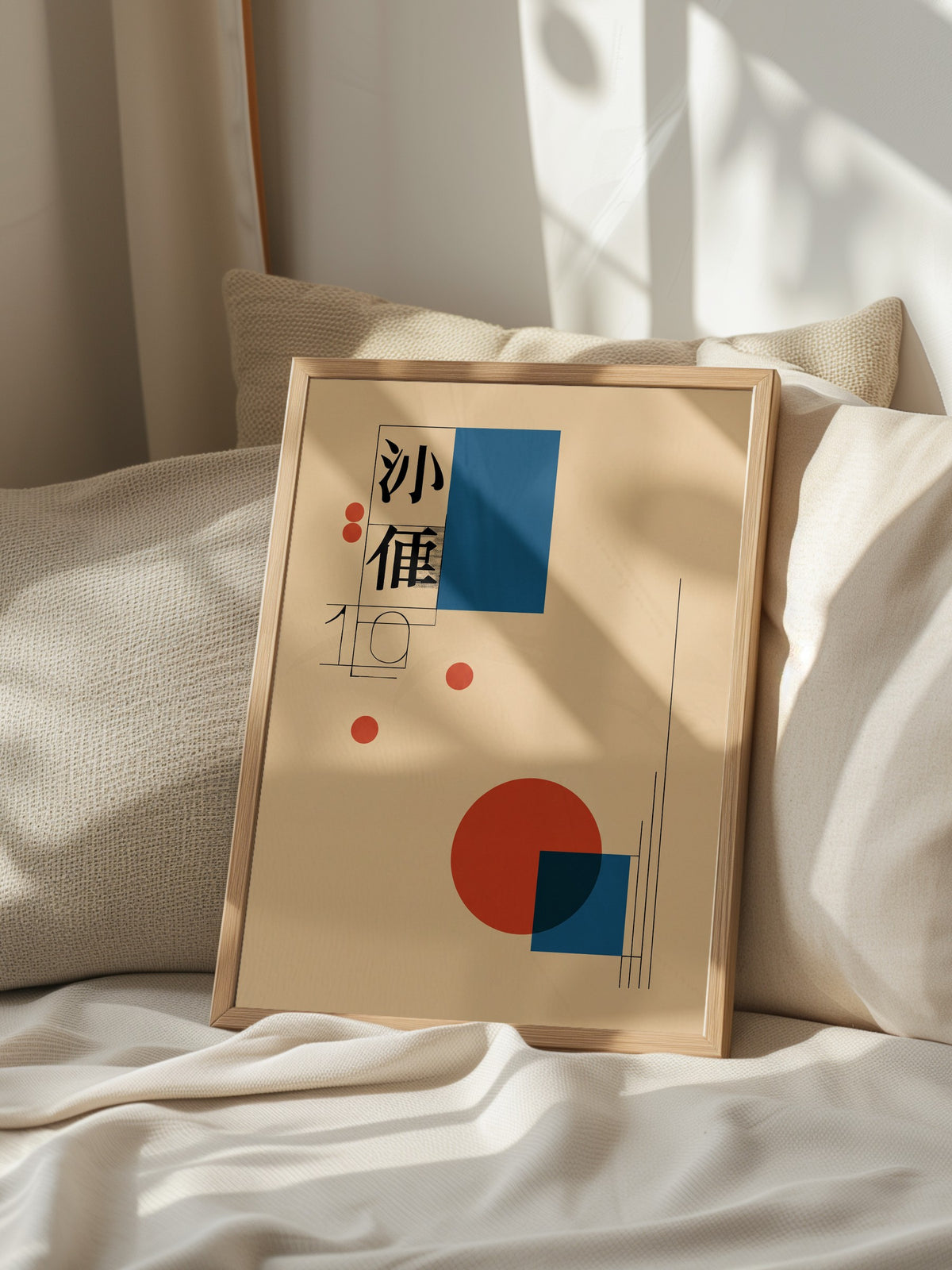 Doğu Esintili Geometrik Kompozisyon Poster – Ahşap Çerçeveli Tablo