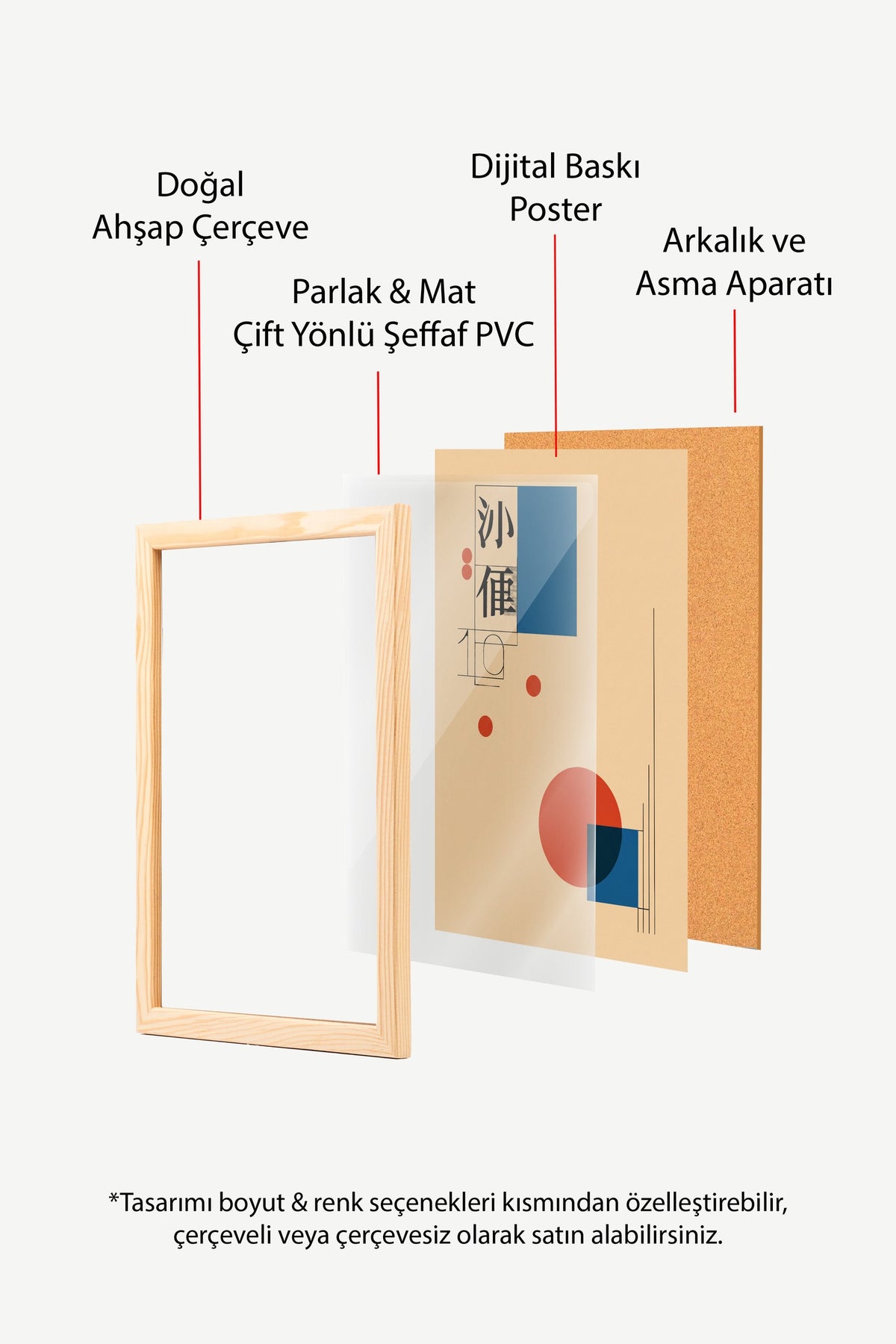 Doğu Esintili Geometrik Kompozisyon Poster – Ahşap Çerçeveli Tablo