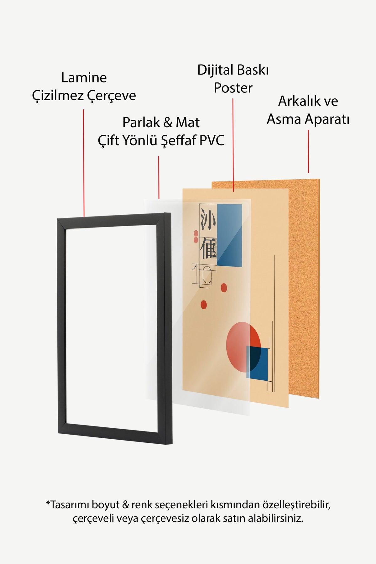 Doğu Esintili Geometrik Kompozisyon Poster – Siyah Çerçeveli Tablo