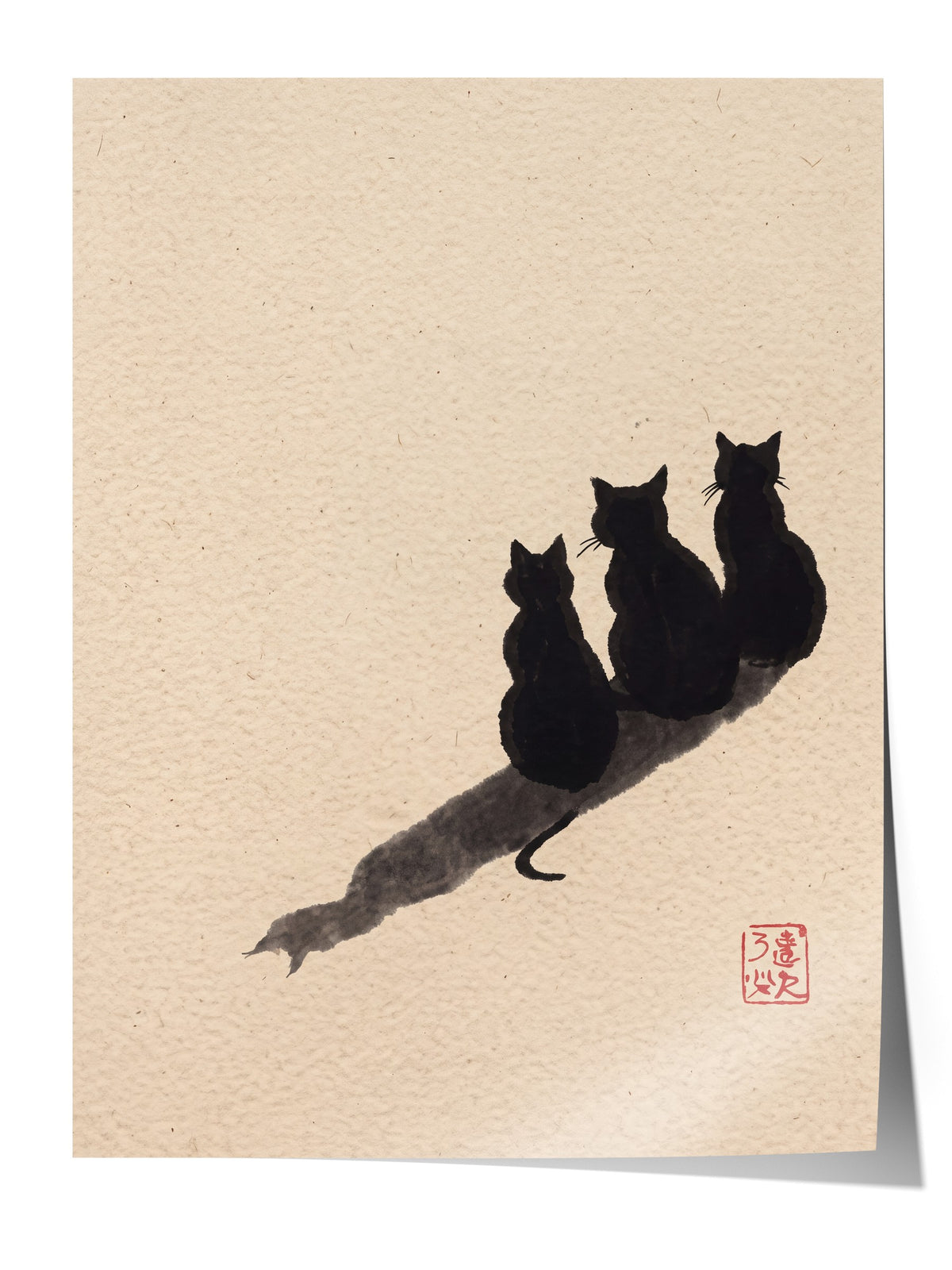 Üç Kedi ve Gölgeleri Çerçevesiz Poster